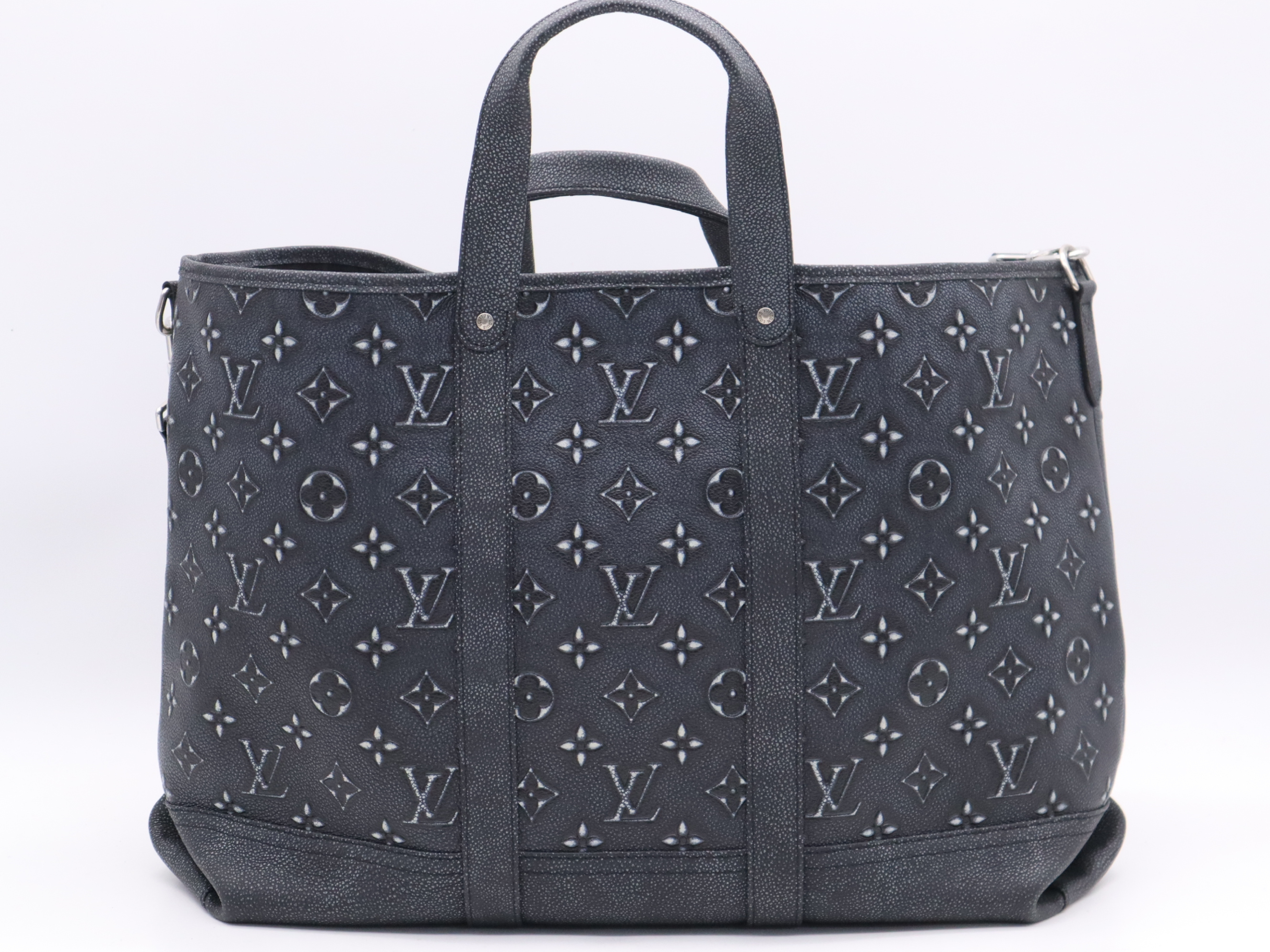 M21371 Monogram Cowhide Trolley Bag, Black, with Shoulder Strap, RFID Tested. — view 2