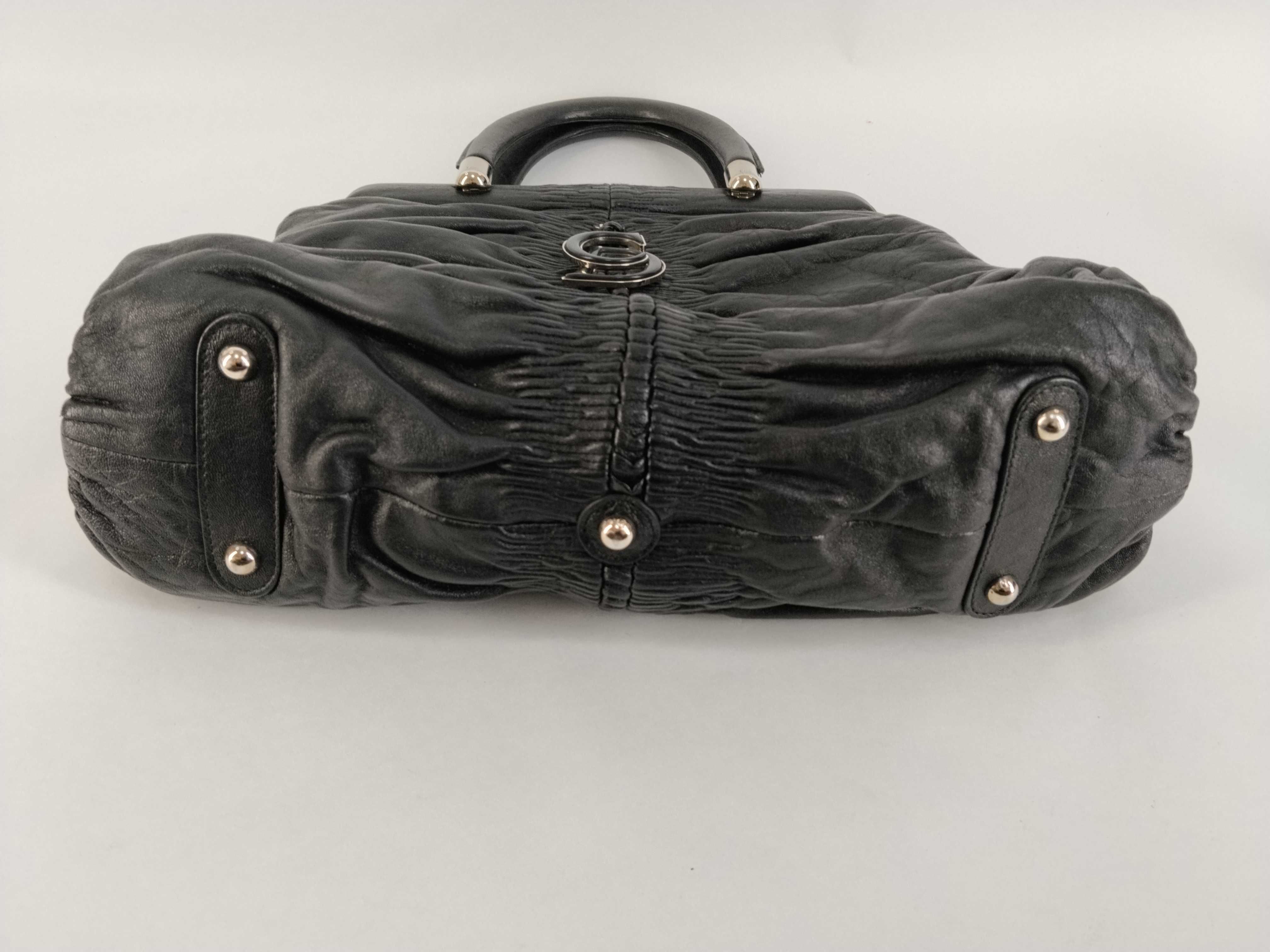 Karenina Galliano era lambskin gathered CD hardware black handbag — view 7