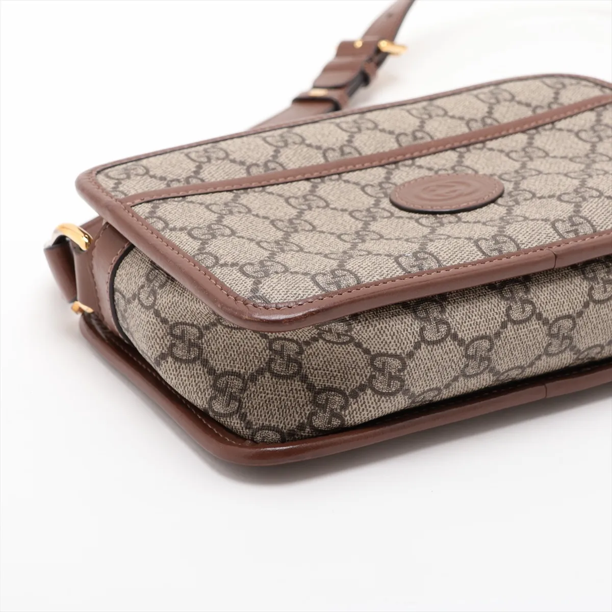 GG Supreme 658572 PVC x Leather Shoulder Bag, Beige x Brown — view 4