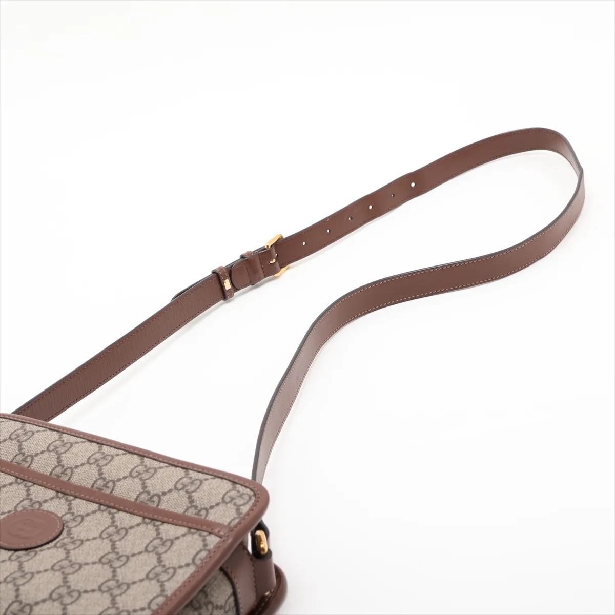 GG Supreme 658572 PVC x Leather Shoulder Bag, Beige x Brown — view 5