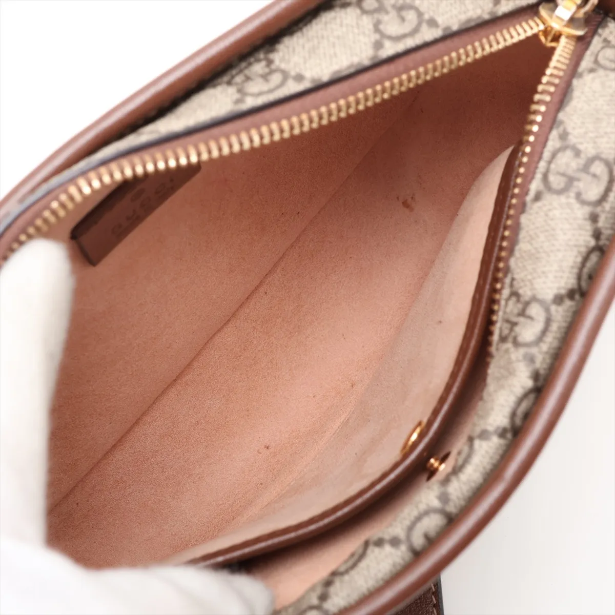 GG Supreme 658572 PVC x Leather Shoulder Bag, Beige x Brown — view 6