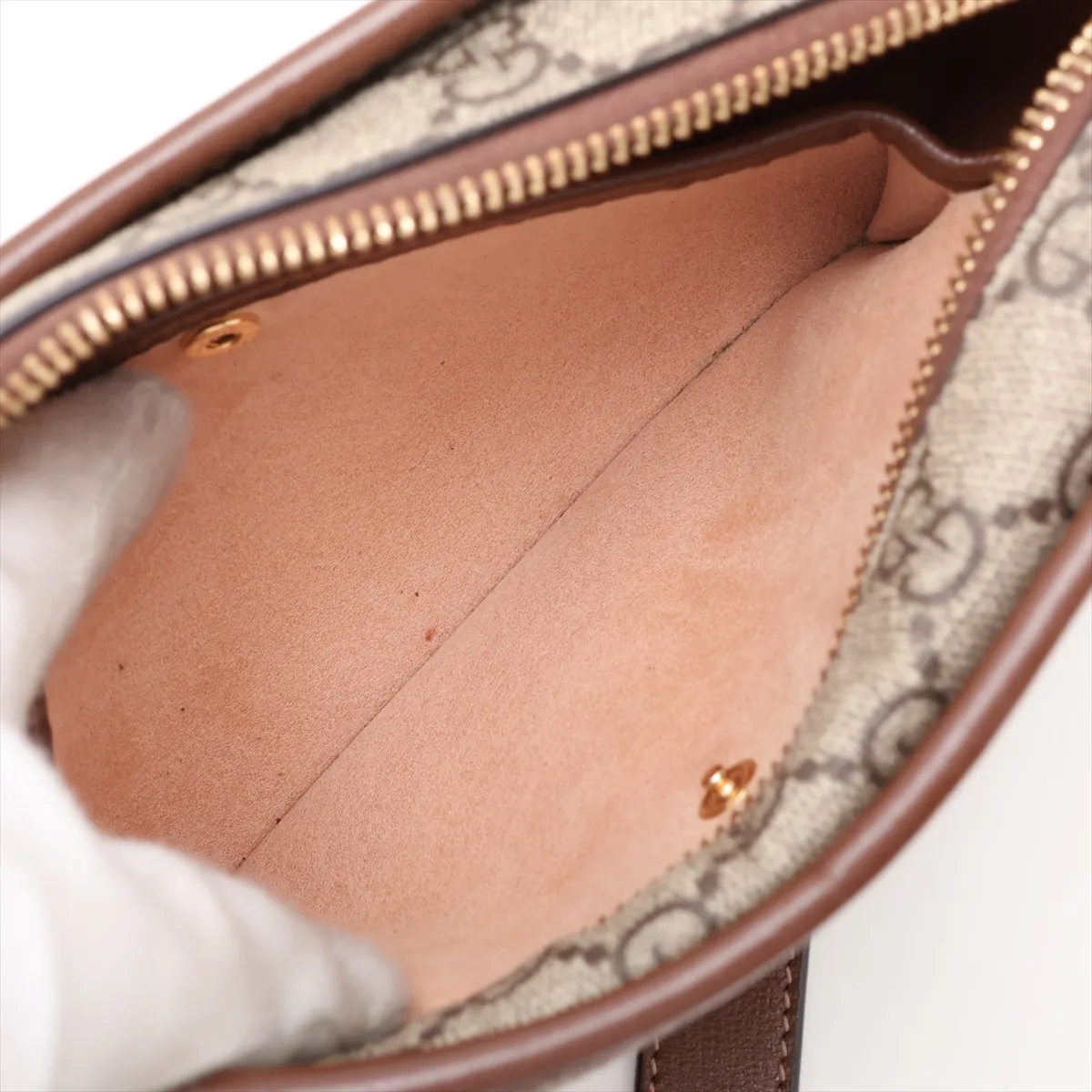 GG Supreme 658572 PVC x Leather Shoulder Bag, Beige x Brown — view 7