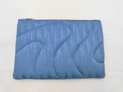 Blue Nylon Oblique Pouch