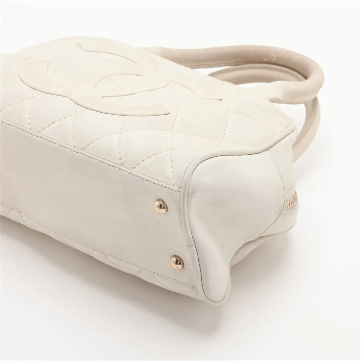 Matelassé Leather Handbag with Fringe, Beige, Gold Hardware, 9385096, Series 9 — view 4