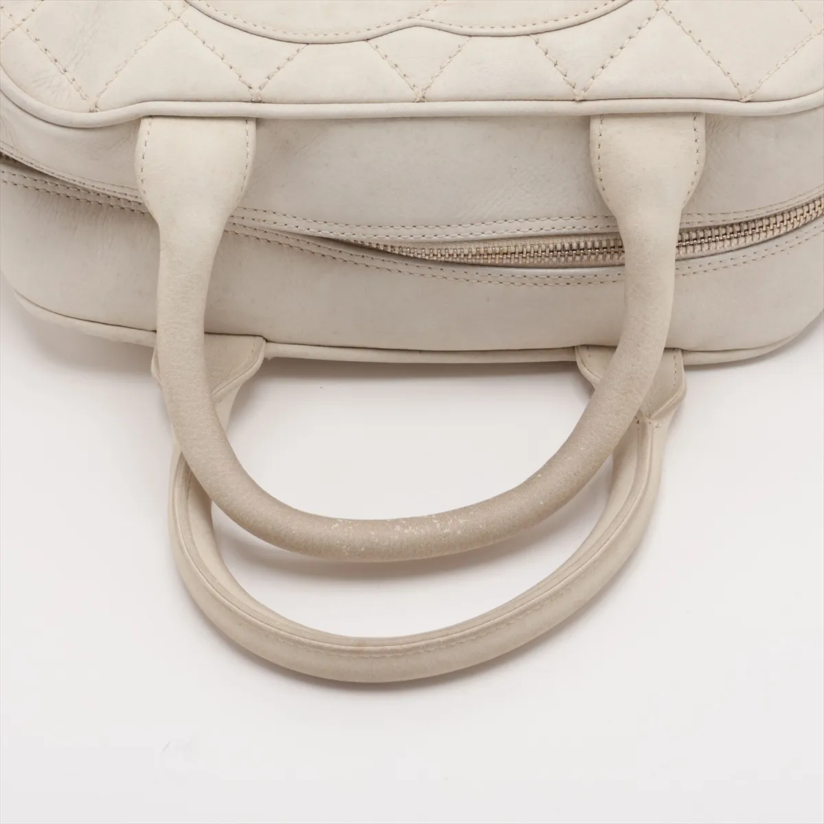 Matelassé Leather Handbag with Fringe, Beige, Gold Hardware, 9385096, Series 9 — view 6
