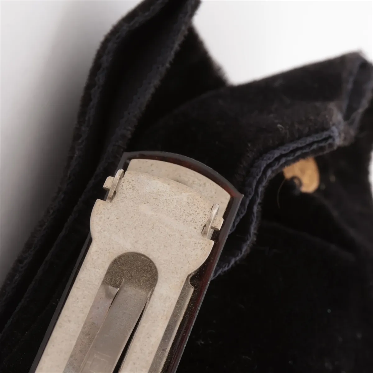 Camellia Barrette, Velvet, Black. Shows signs of wear: — view 5