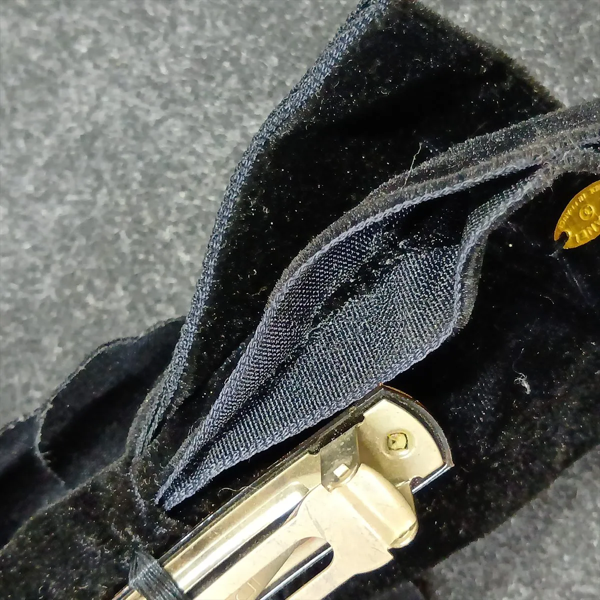 Camellia Barrette, Velvet, Black. Shows signs of wear: — view 7