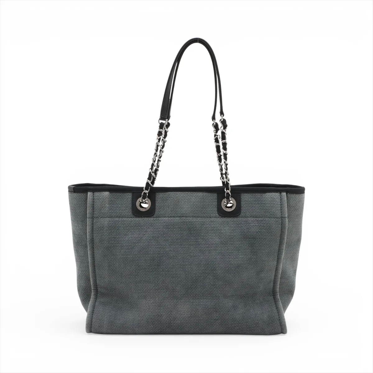 Deauville MM Canvas x Leather Chain Tote Bag, Gray, Silver Hardware, 16079625, Serial Number 16 — view 2