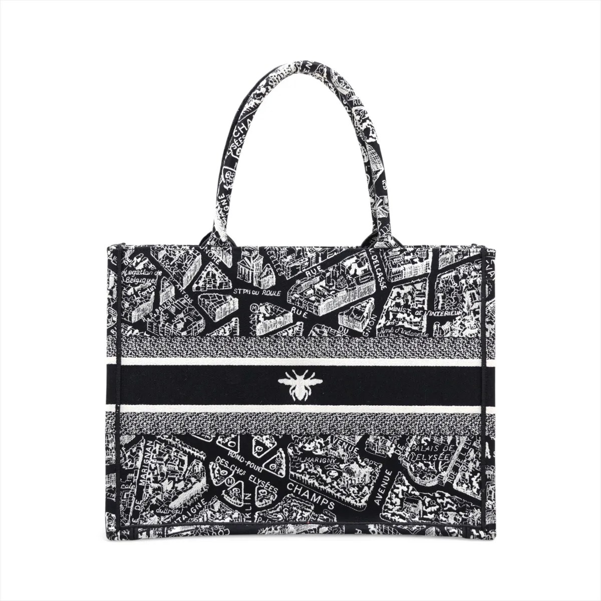 Book Tote Medium Canvas Tote Bag Black x White — view 2