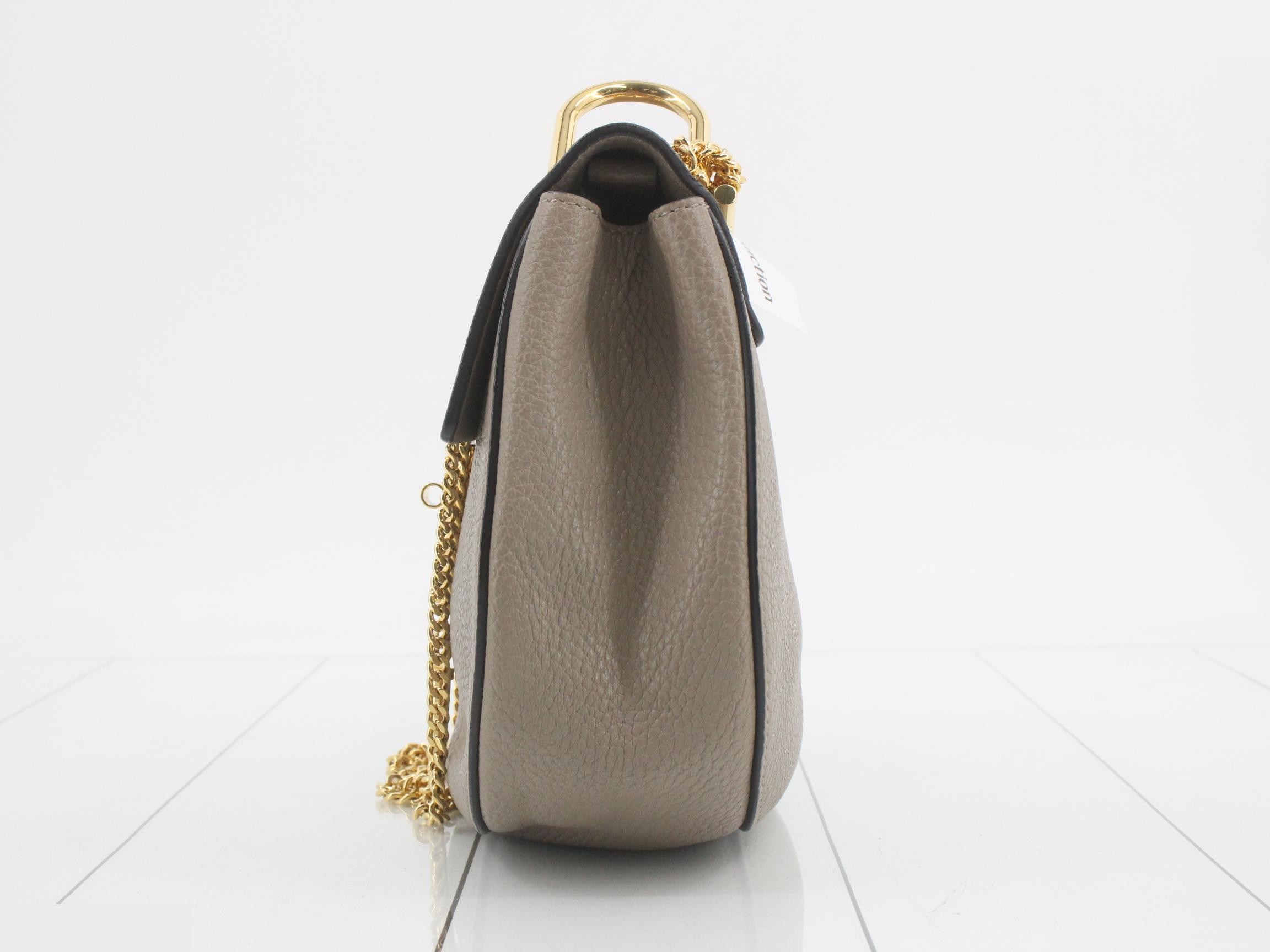 Chain shoulder bag, beige leather — view 3