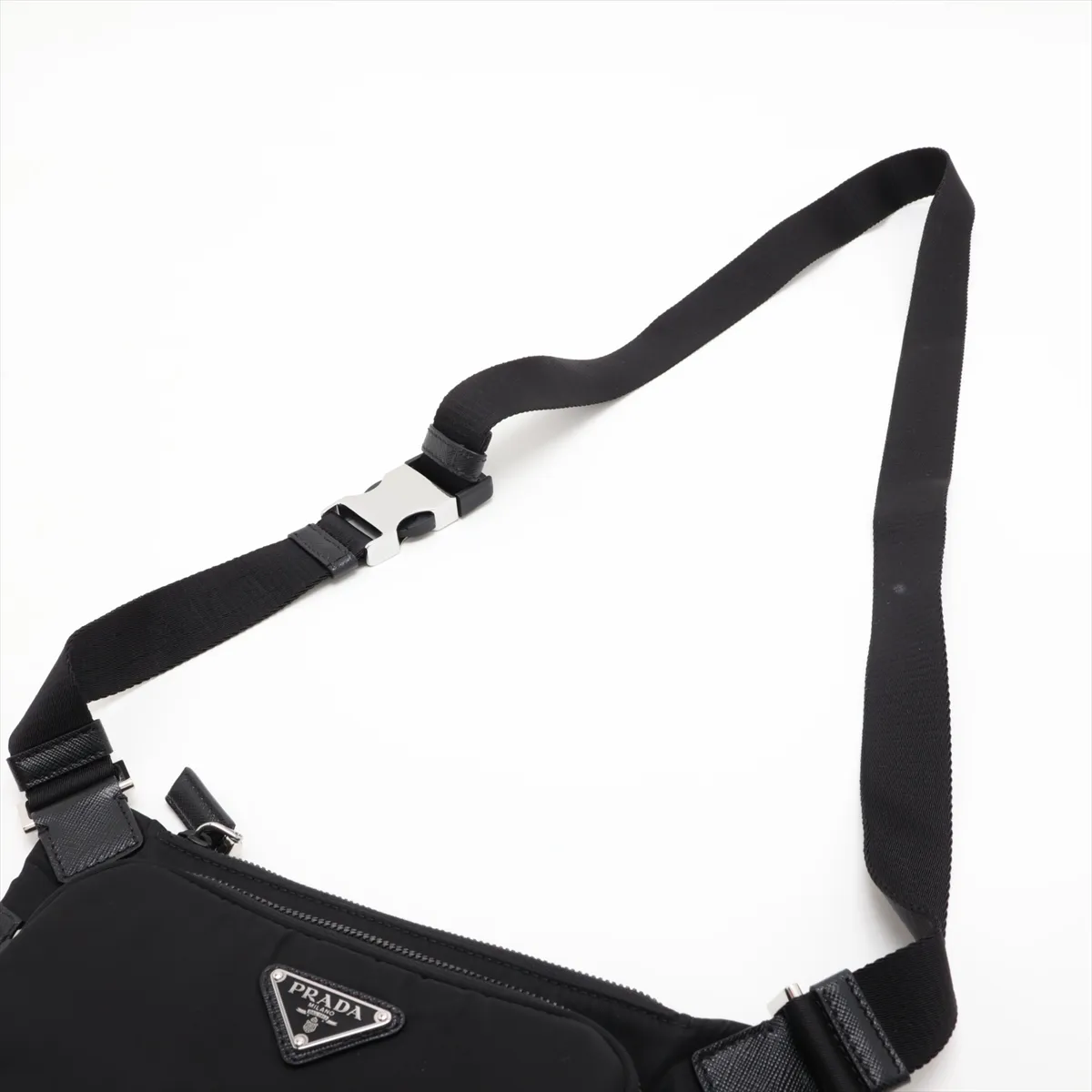 Tessuto Nylon x Leather Body Bag, Black — view 5