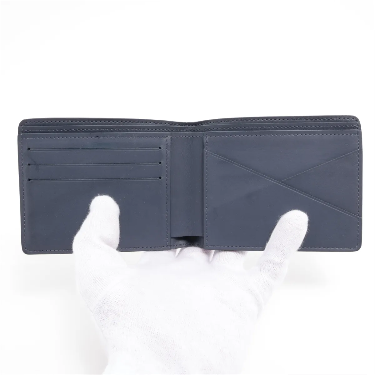 Monogram Shadow Portefeuille Multiple - Navy Compact Wallet M80422 (RFID detected) — view 3