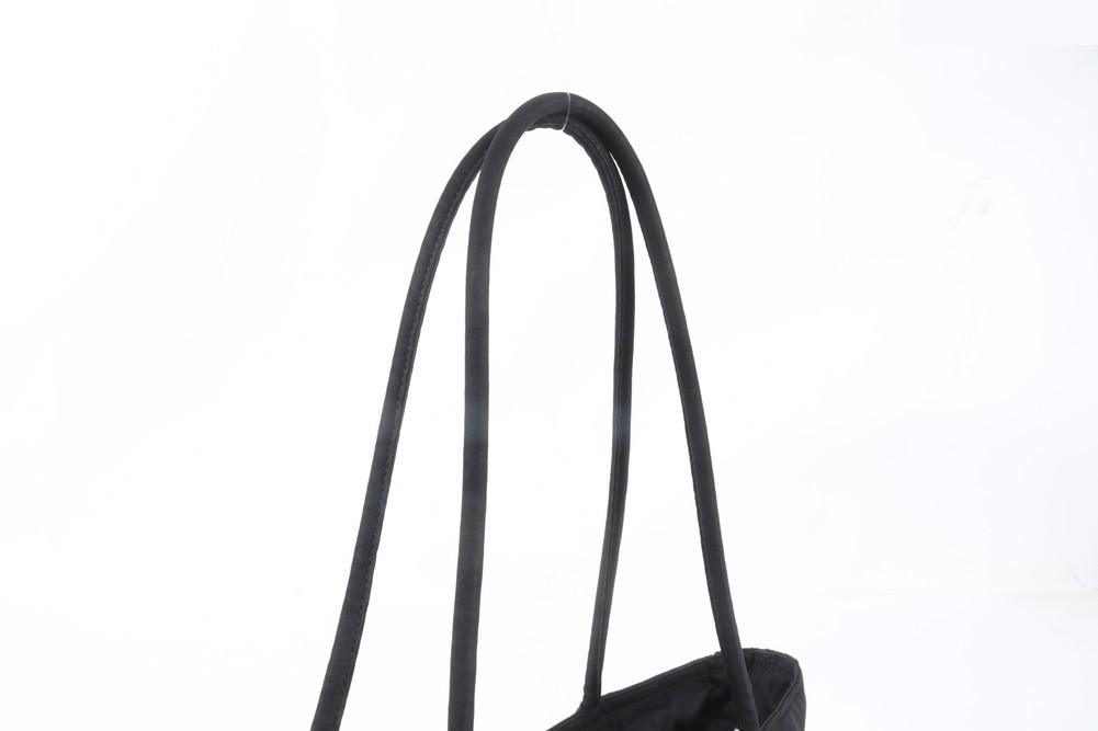 Tessuto Nylon Triangle Logo Leather Tote Bag — view 2
