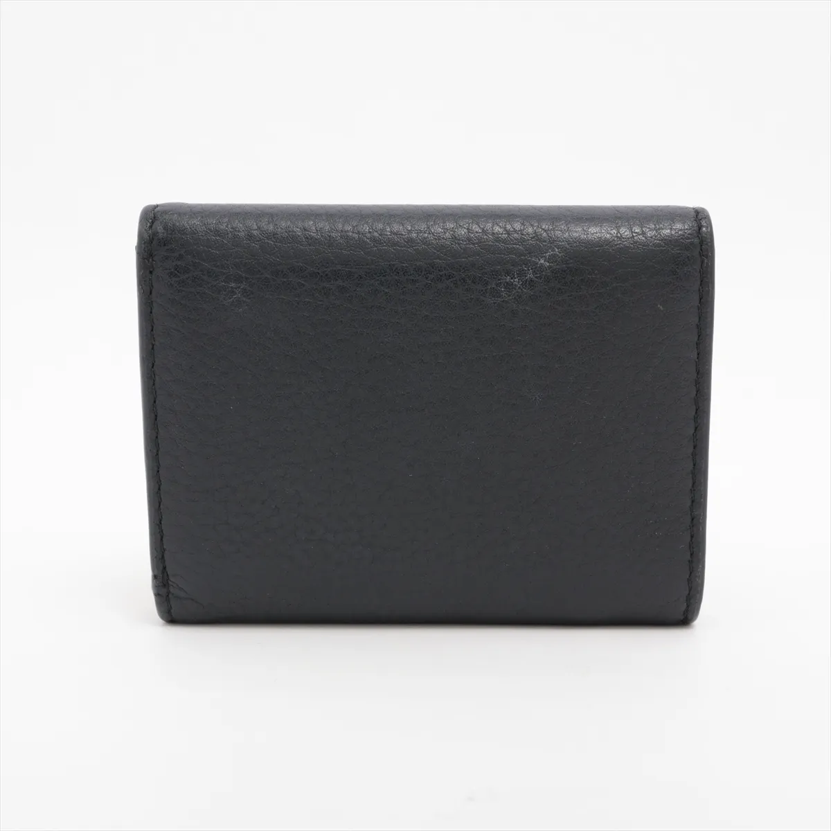 Vitello Grain 1MH021 Leather Compact Wallet, Black — view 2
