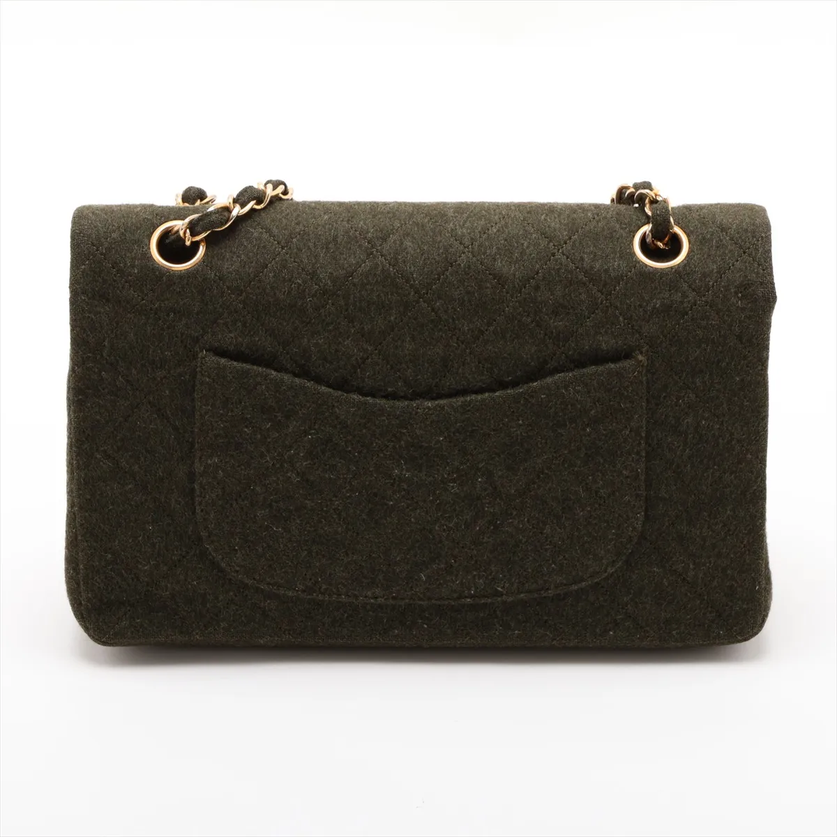 Matelassé 25 Felt Double Flap Double Chain Bag, Green, Gold Hardware, 1624695, Series 1, A01112 — view 2