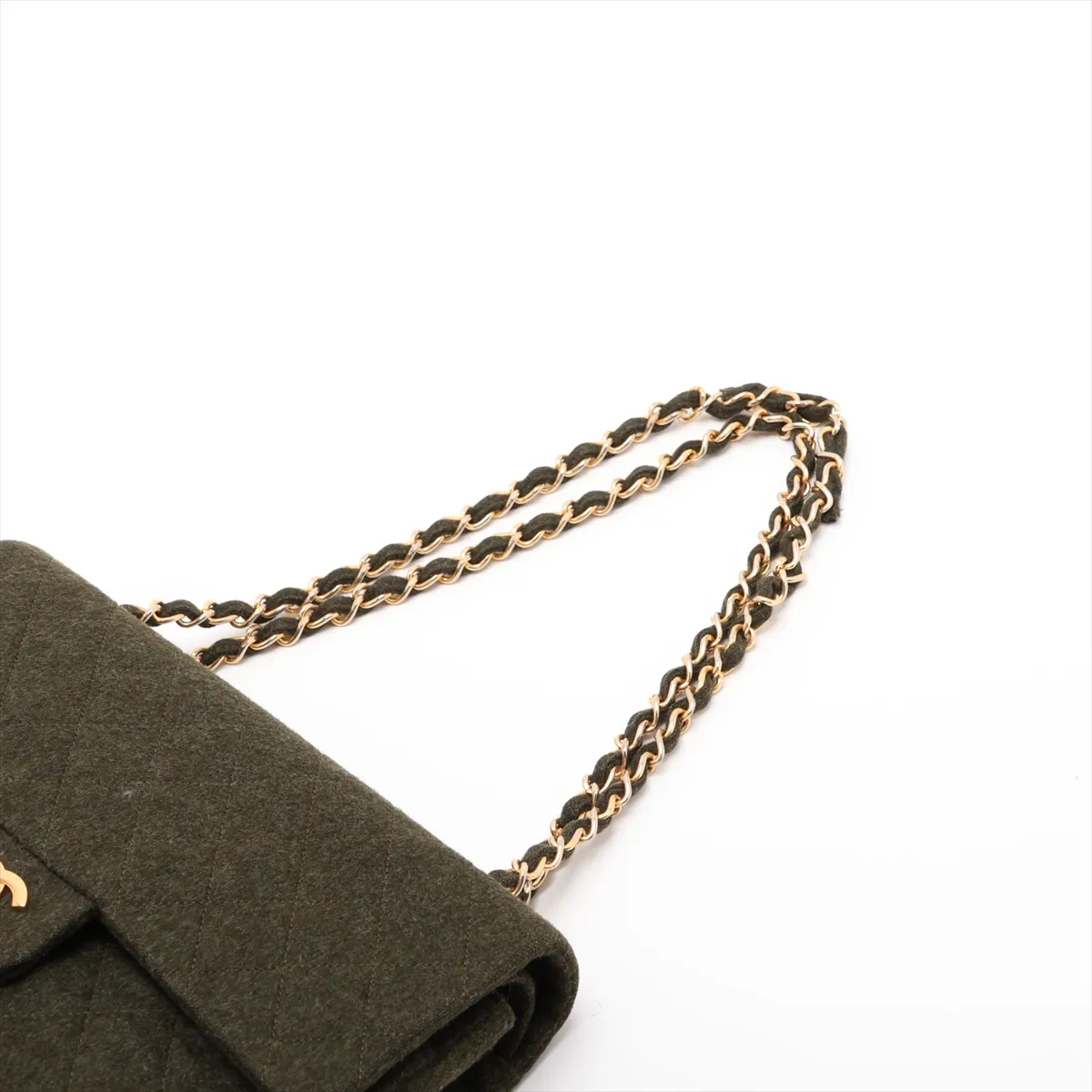 Matelassé 25 Felt Double Flap Double Chain Bag, Green, Gold Hardware, 1624695, Series 1, A01112 — view 5