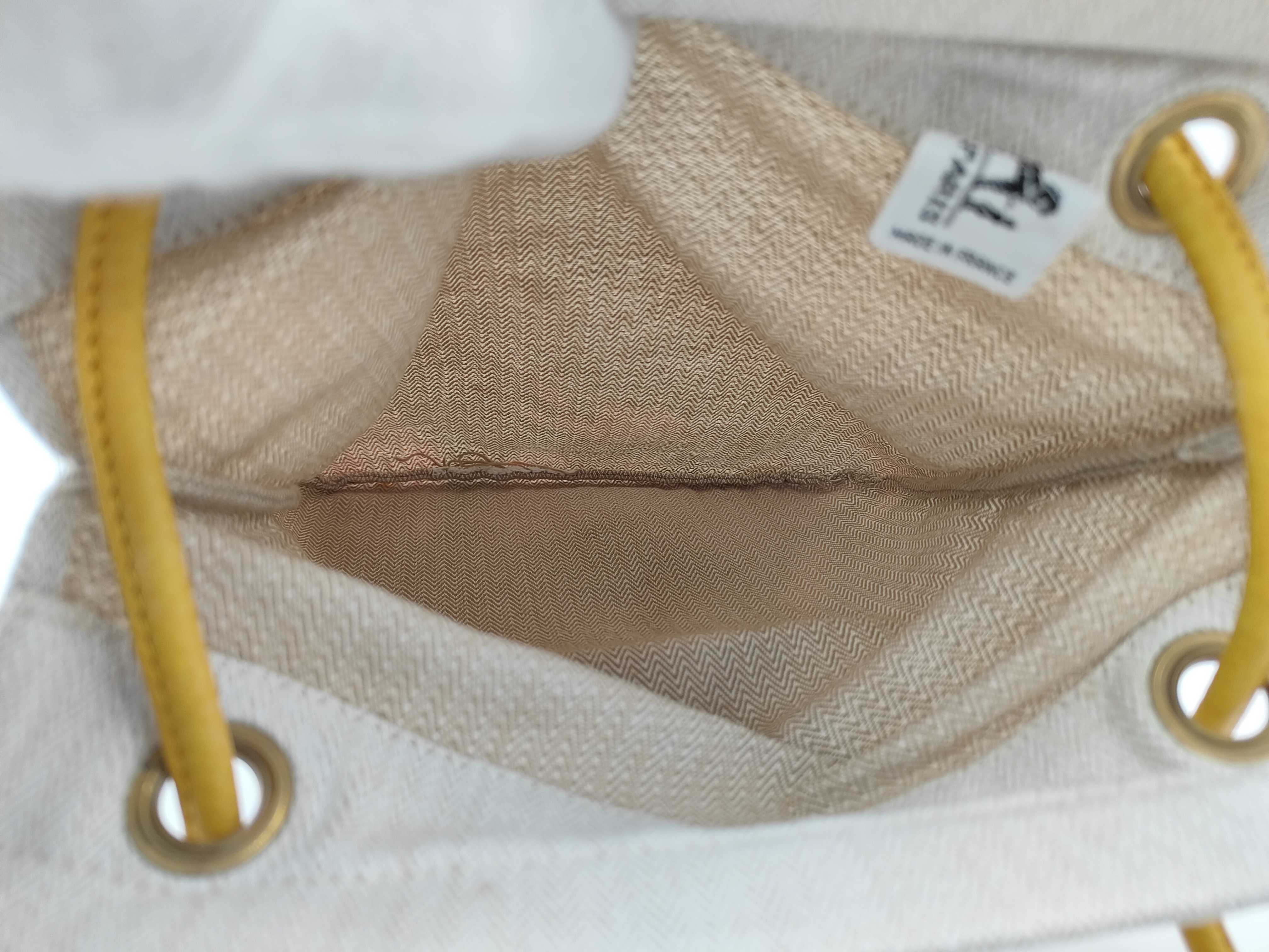 Aline PM Leather Canvas Yellow Shoulder Bag — view 5