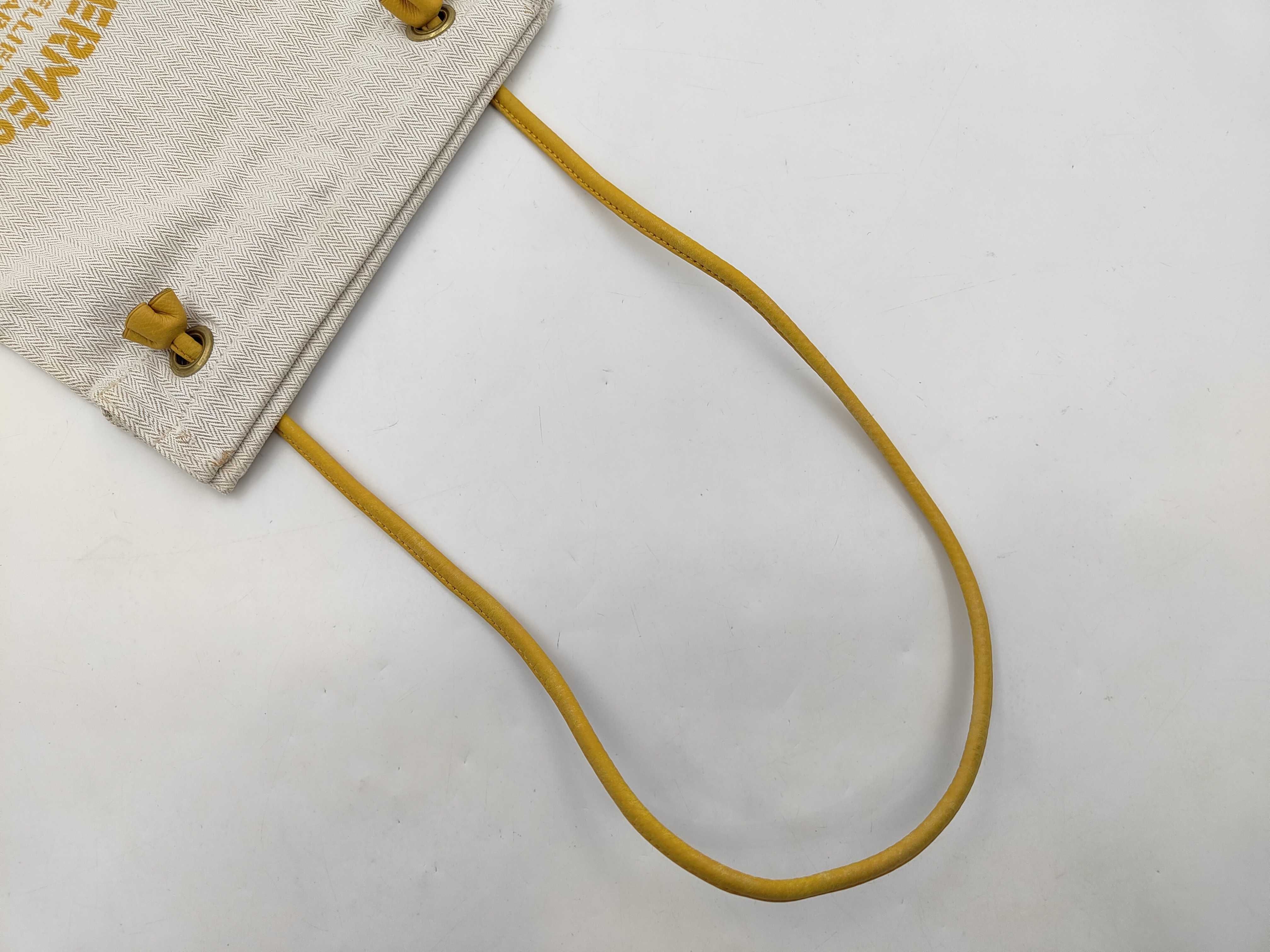 Aline PM Leather Canvas Yellow Shoulder Bag — view 8