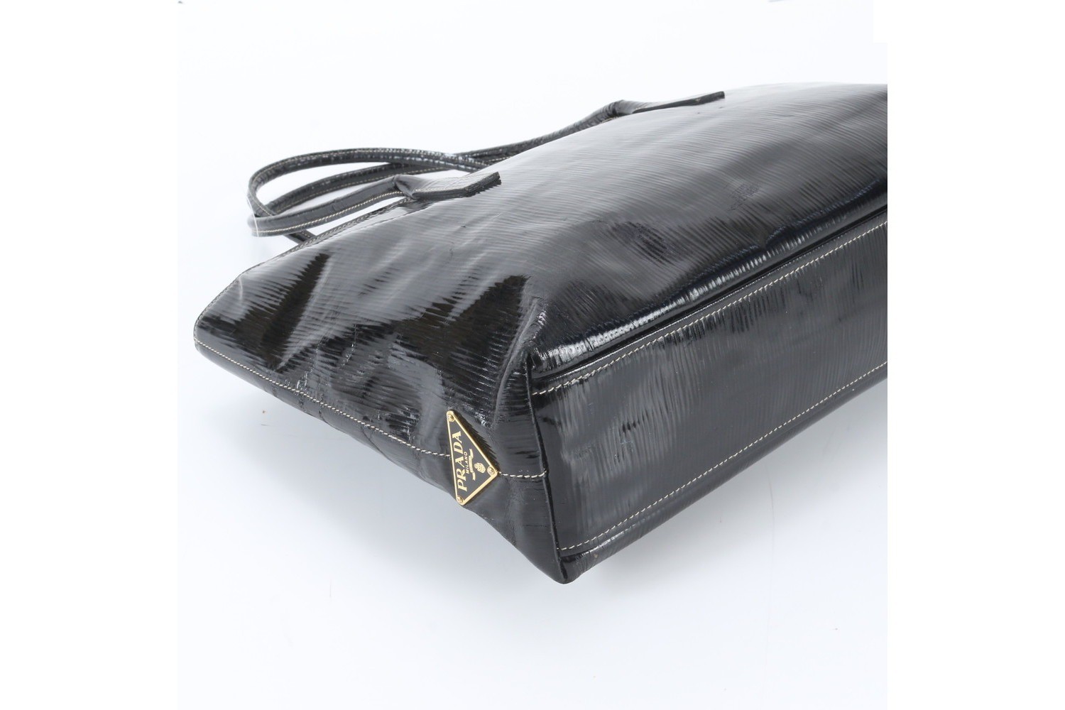Triangle Logo Leather Tote Bag — view 5