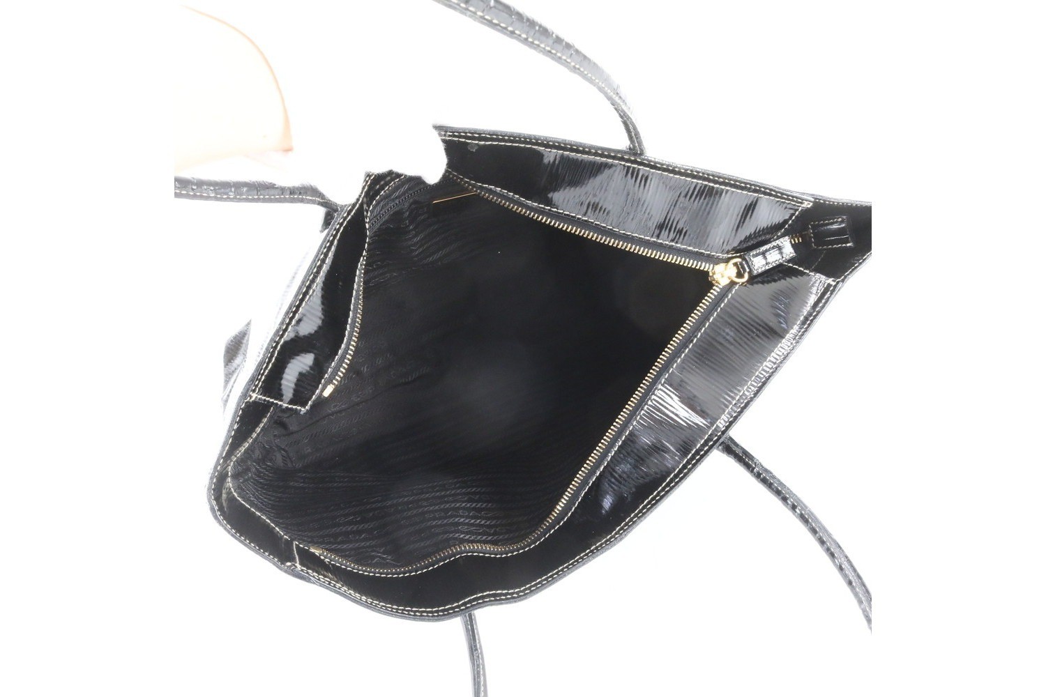 Triangle Logo Leather Tote Bag — view 7