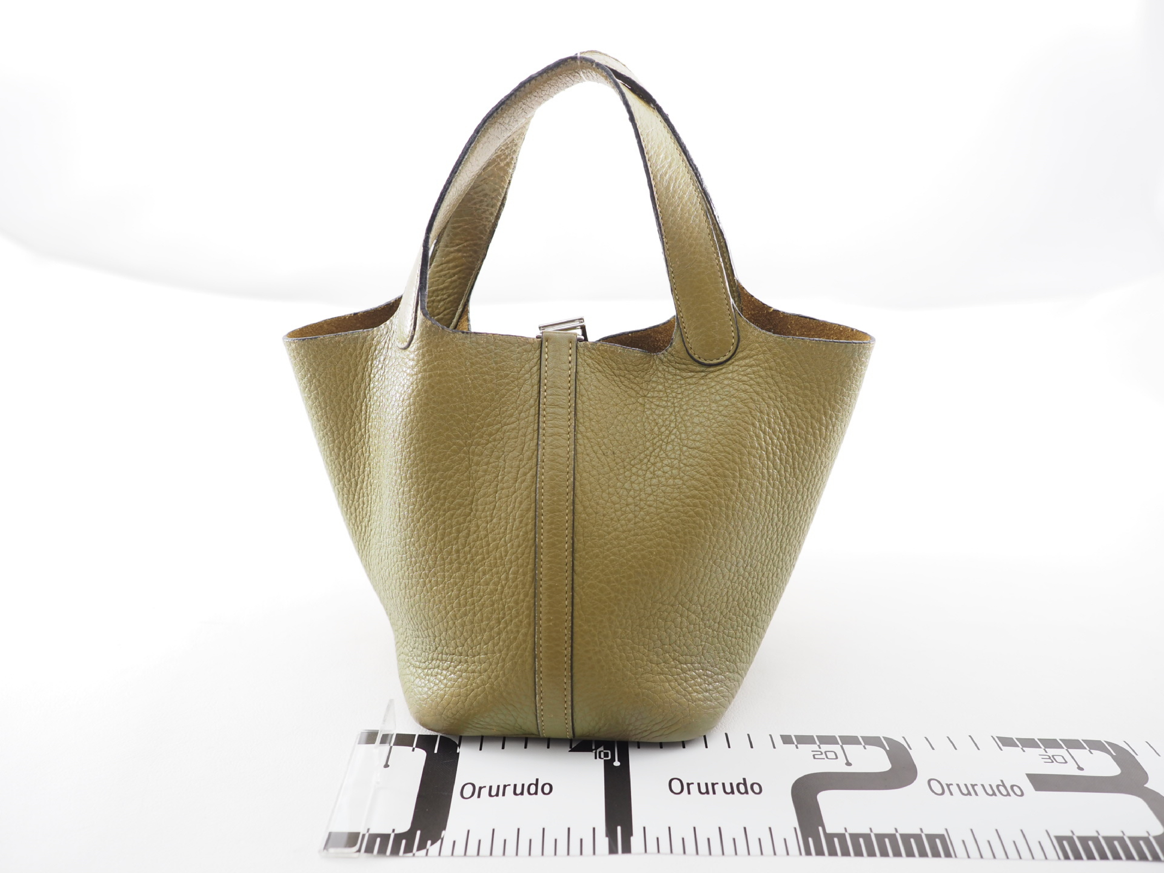 Picotin PM handbag, olive green, silver hardware. — view 2