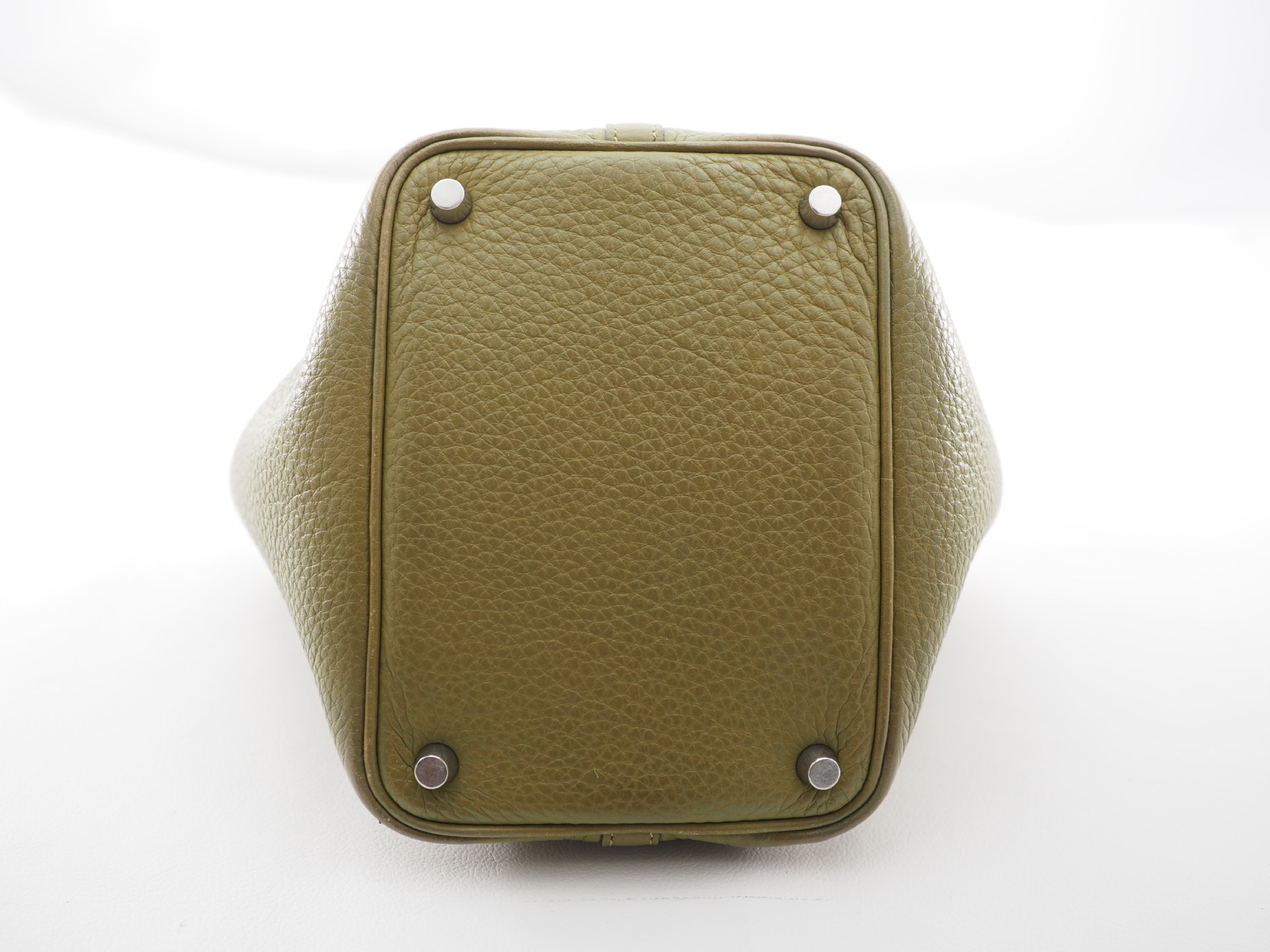 Picotin PM handbag, olive green, silver hardware. — view 3