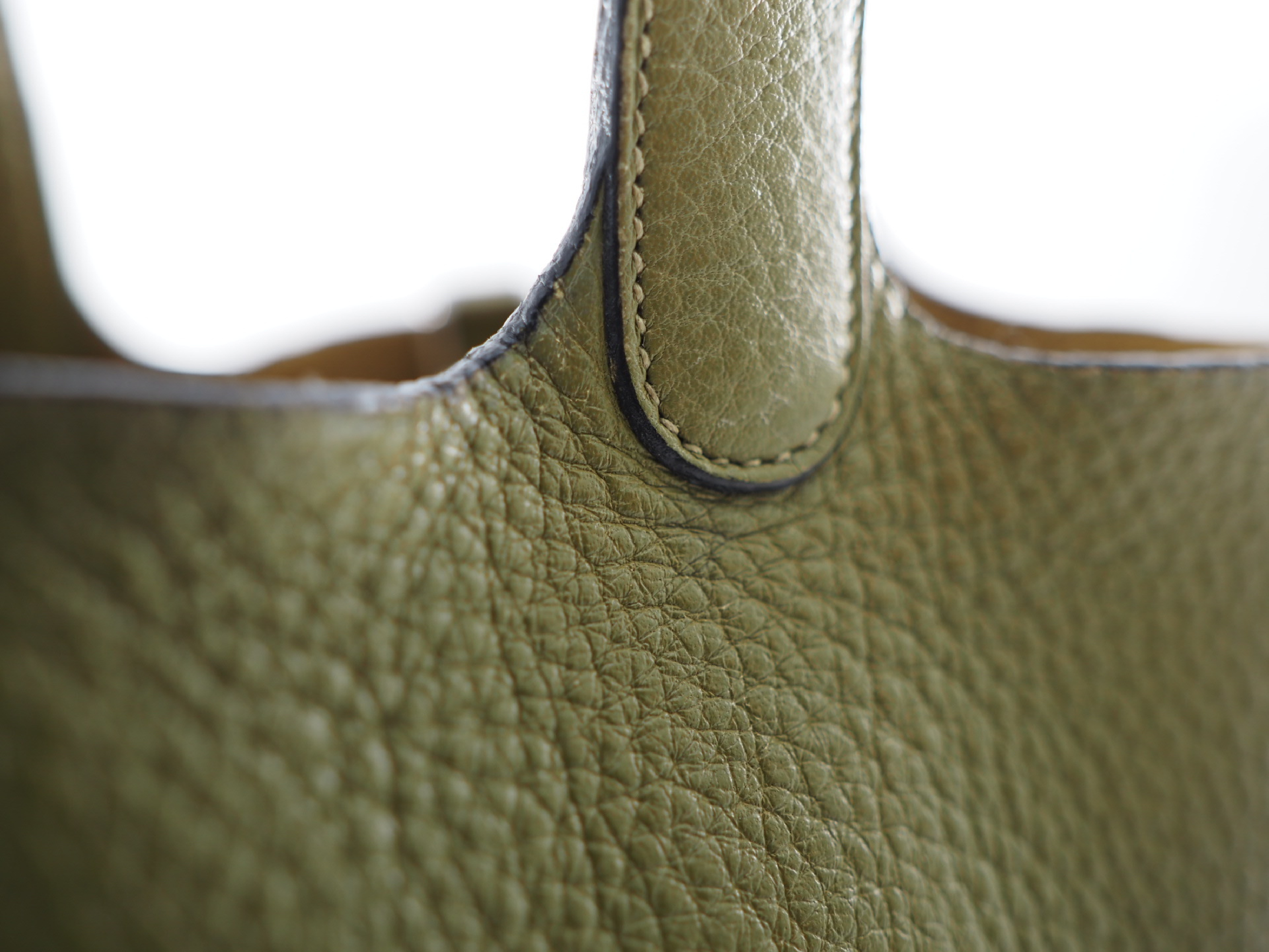 Picotin PM handbag, olive green, silver hardware. — view 8