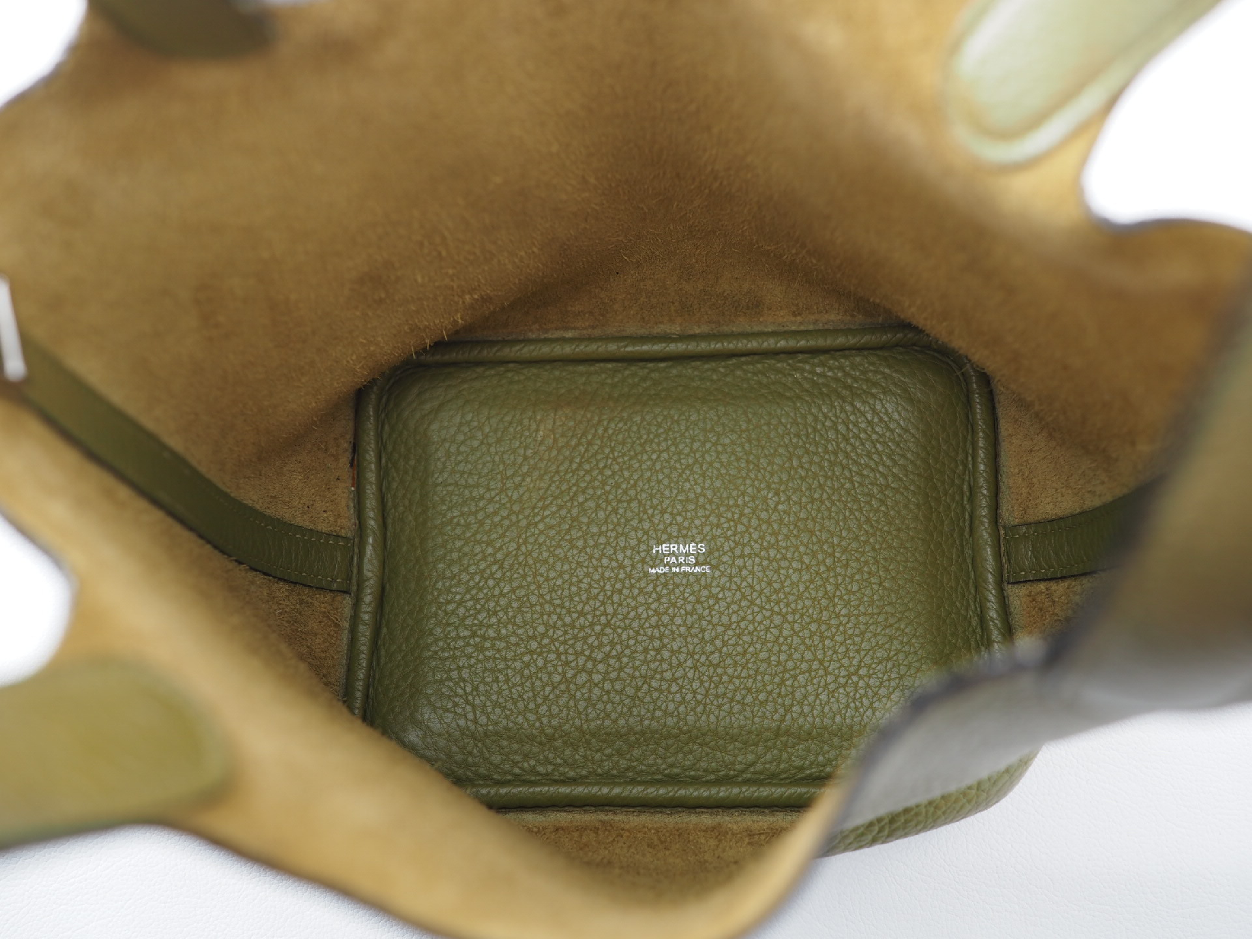 Picotin PM handbag, olive green, silver hardware. — view 10