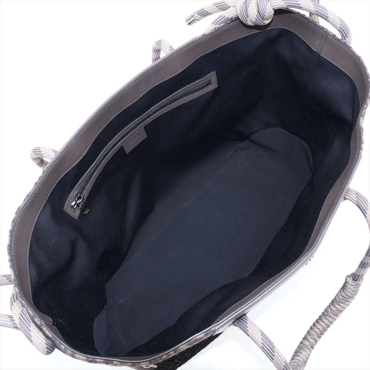 Oblique Canvas x Leather Tote Bag, Khaki, Unsigned Guarantee Card — view 7