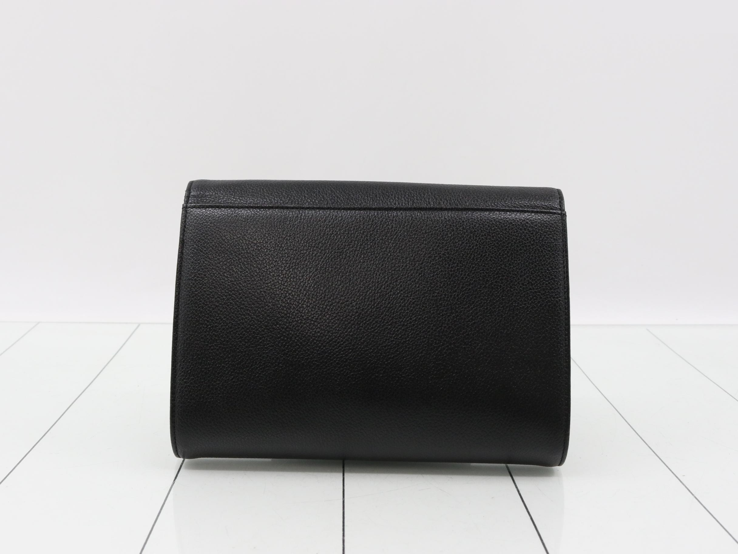 logo clutch bag, leather, black — view 2