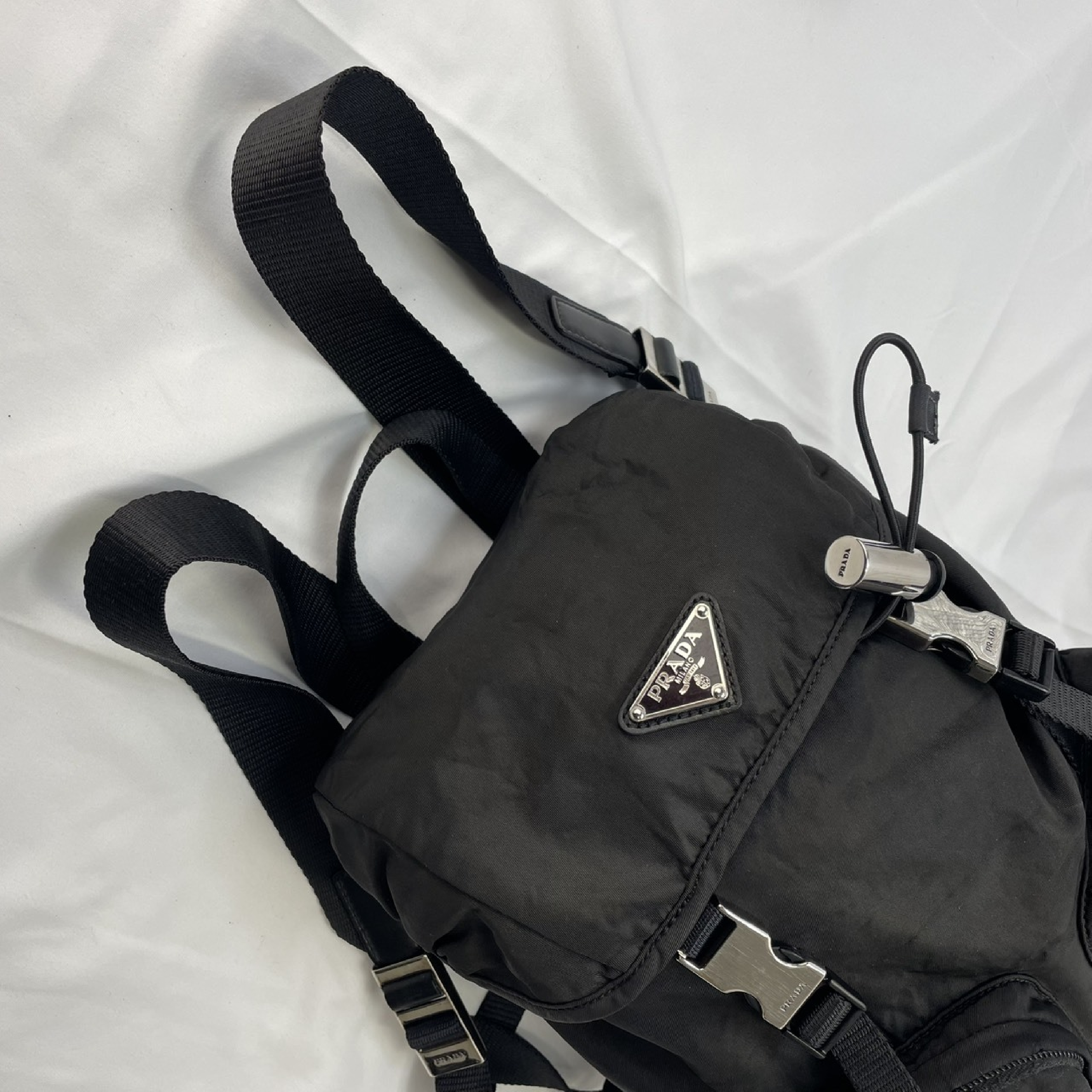 Backpack, Prada Rucksack, Saffiano Leather, BZ0023 VERA Black Backpack — view 7