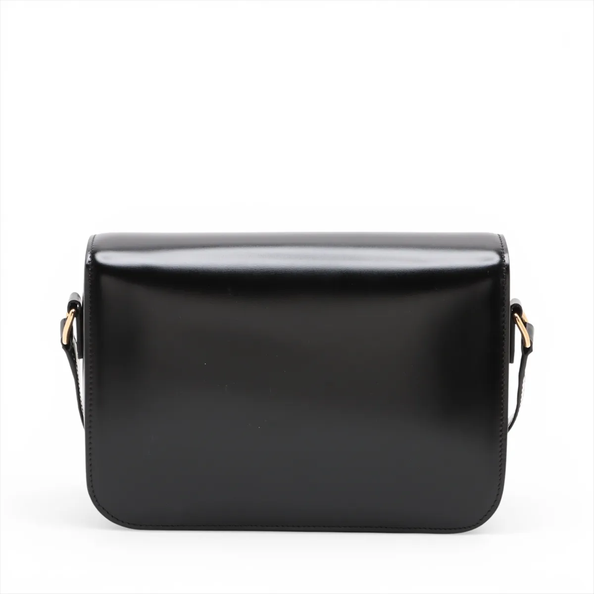 Triomphe Leather Shoulder Bag, Black — view 2