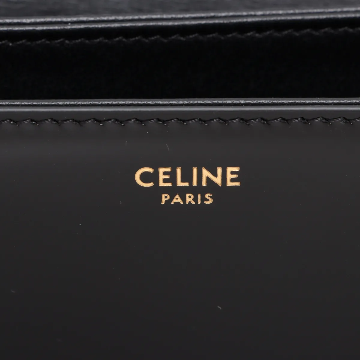 Triomphe Leather Shoulder Bag, Black — view 11