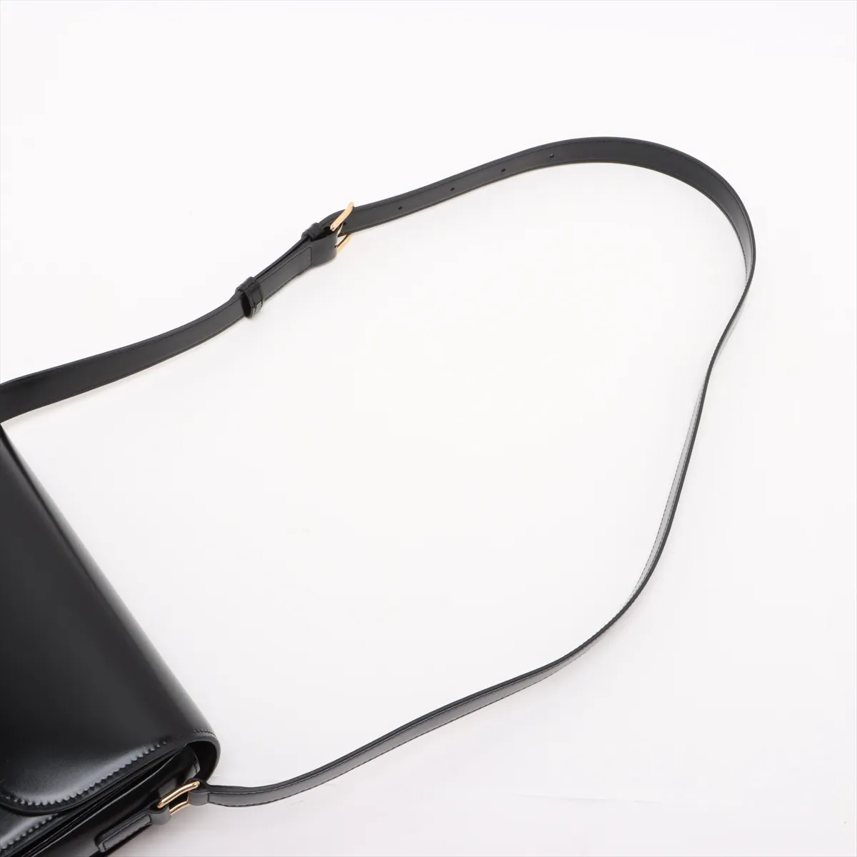 Triomphe Leather Shoulder Bag, Black — view 5