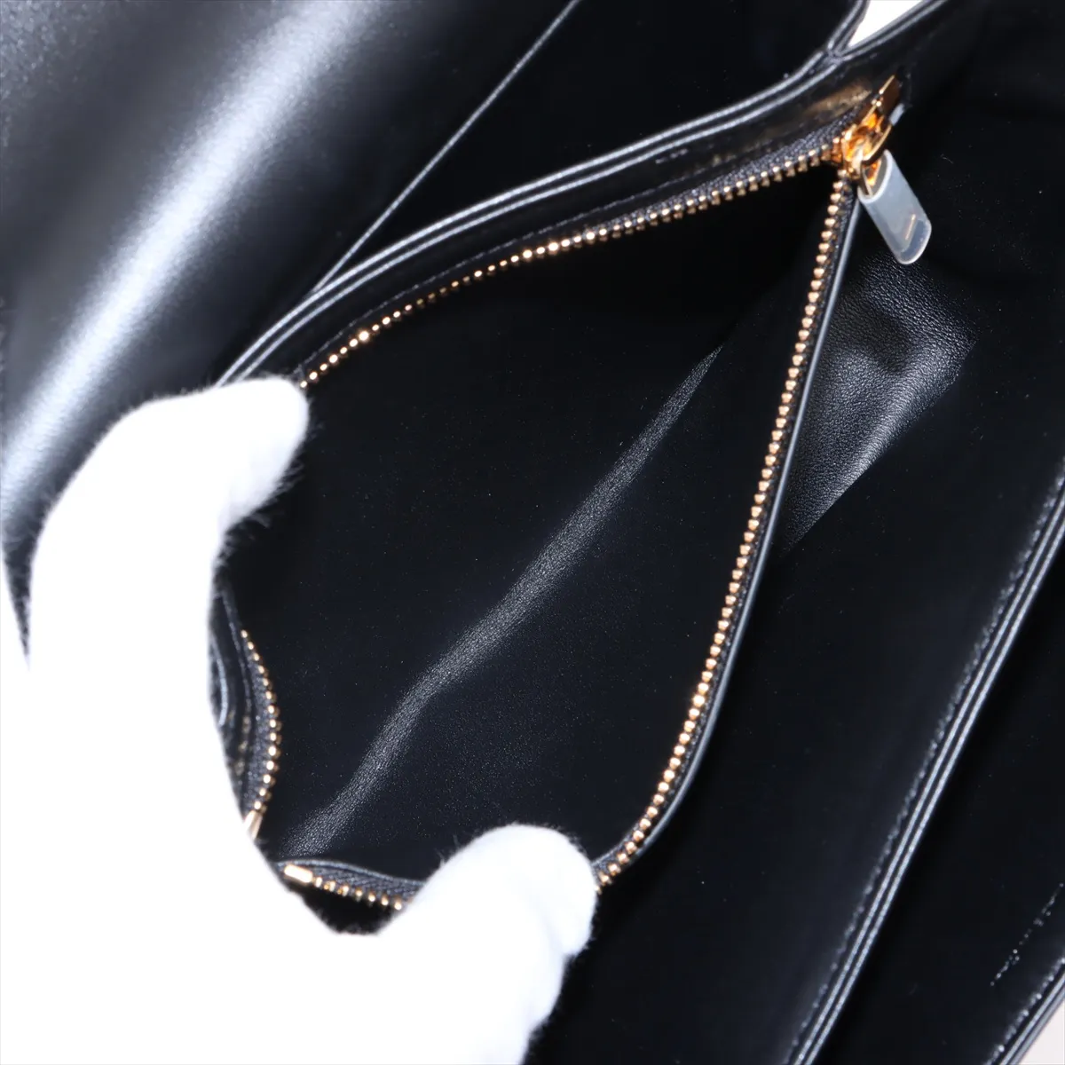 Triomphe Leather Shoulder Bag, Black — view 8
