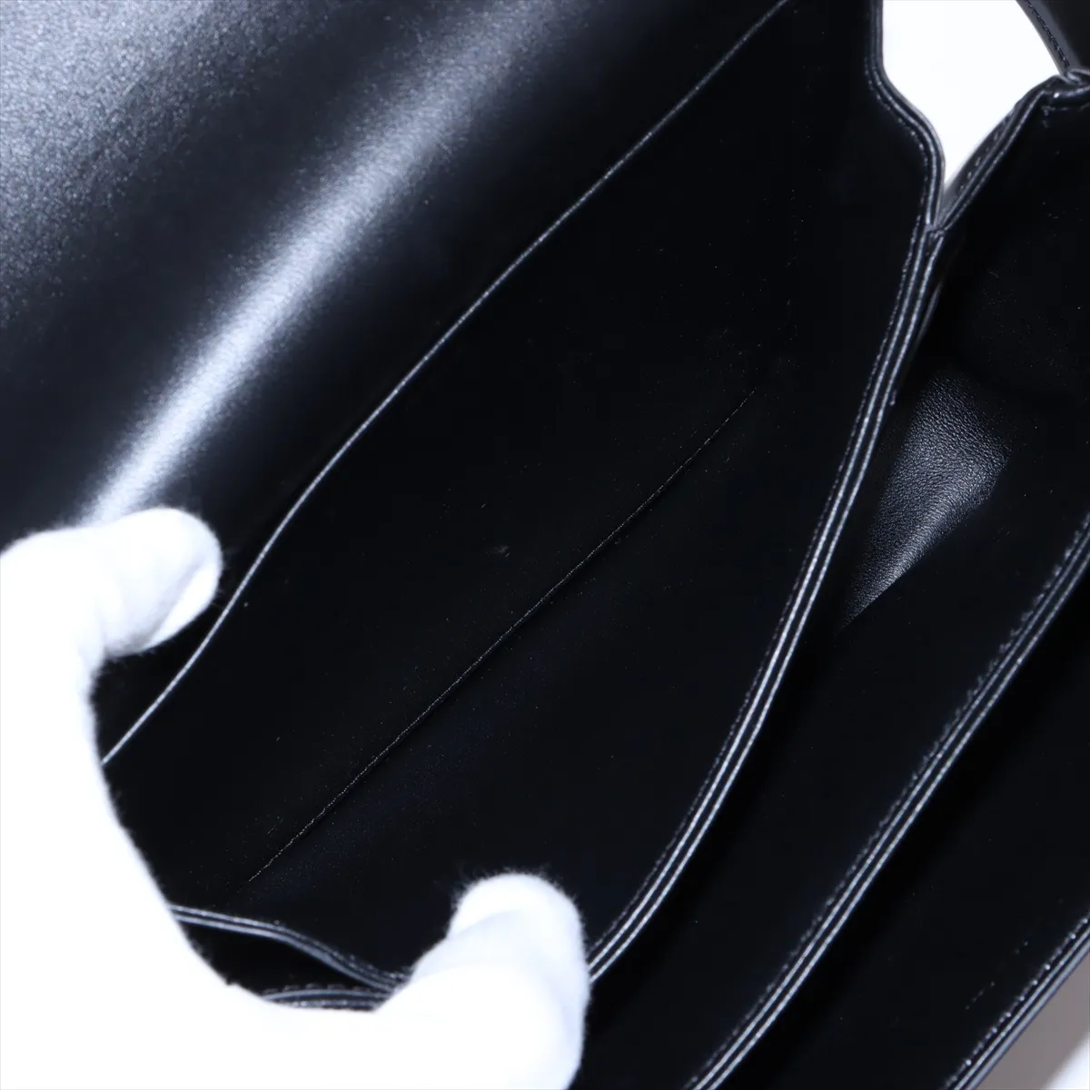 Triomphe Leather Shoulder Bag, Black — view 9