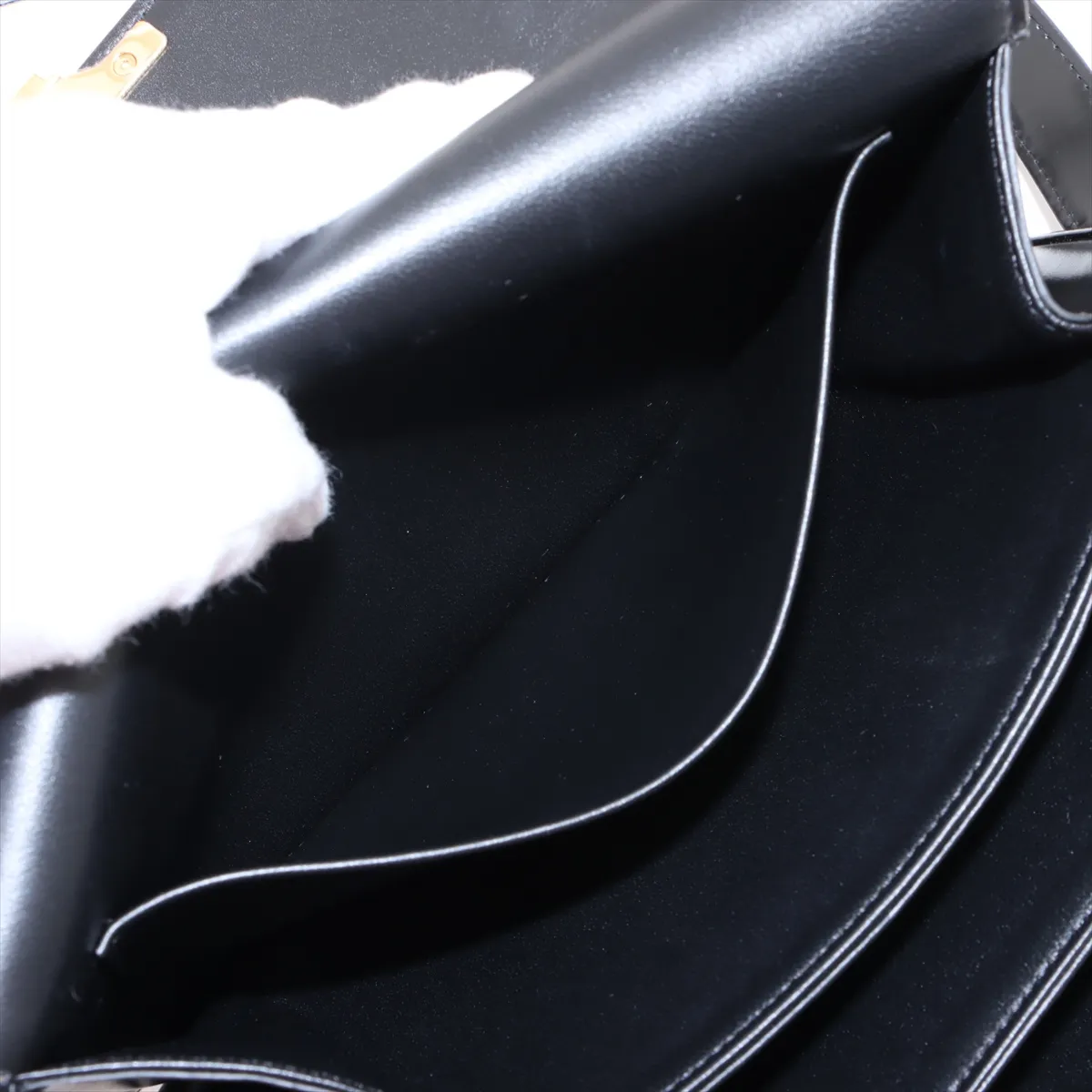 Triomphe Leather Shoulder Bag, Black — view 10