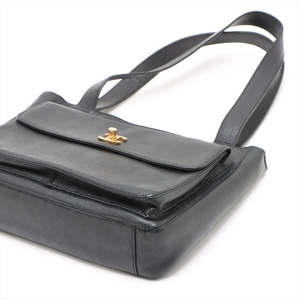 Cocomark caviar skin tote bag black gold hardware 4654955 4th series — view 3