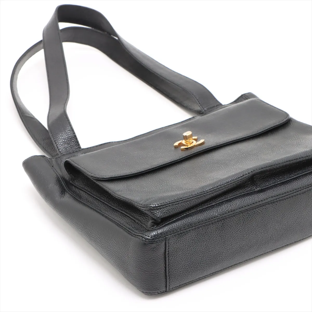 Cocomark caviar skin tote bag black gold hardware 4654955 4th series — view 4