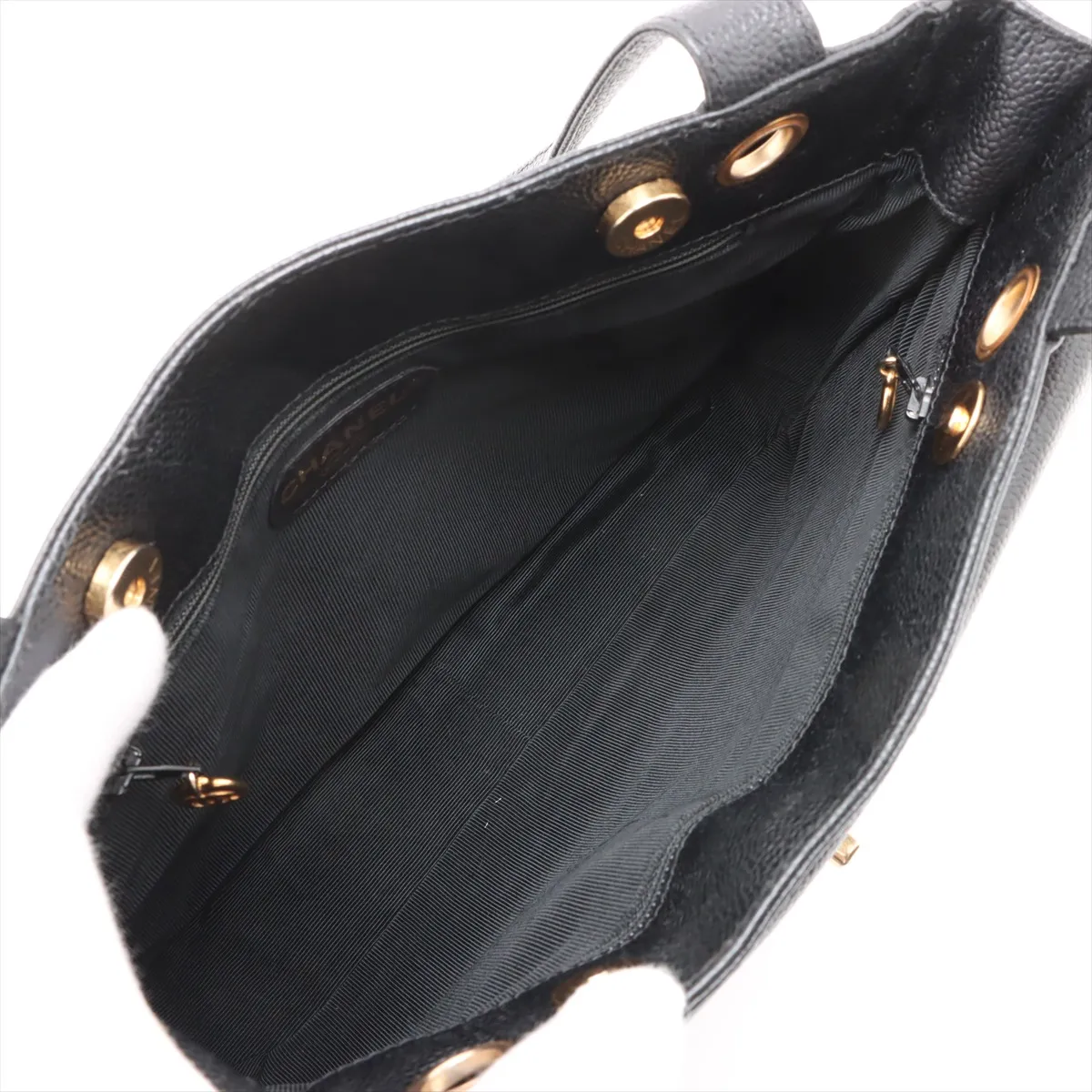 Cocomark caviar skin tote bag black gold hardware 4654955 4th series — view 7