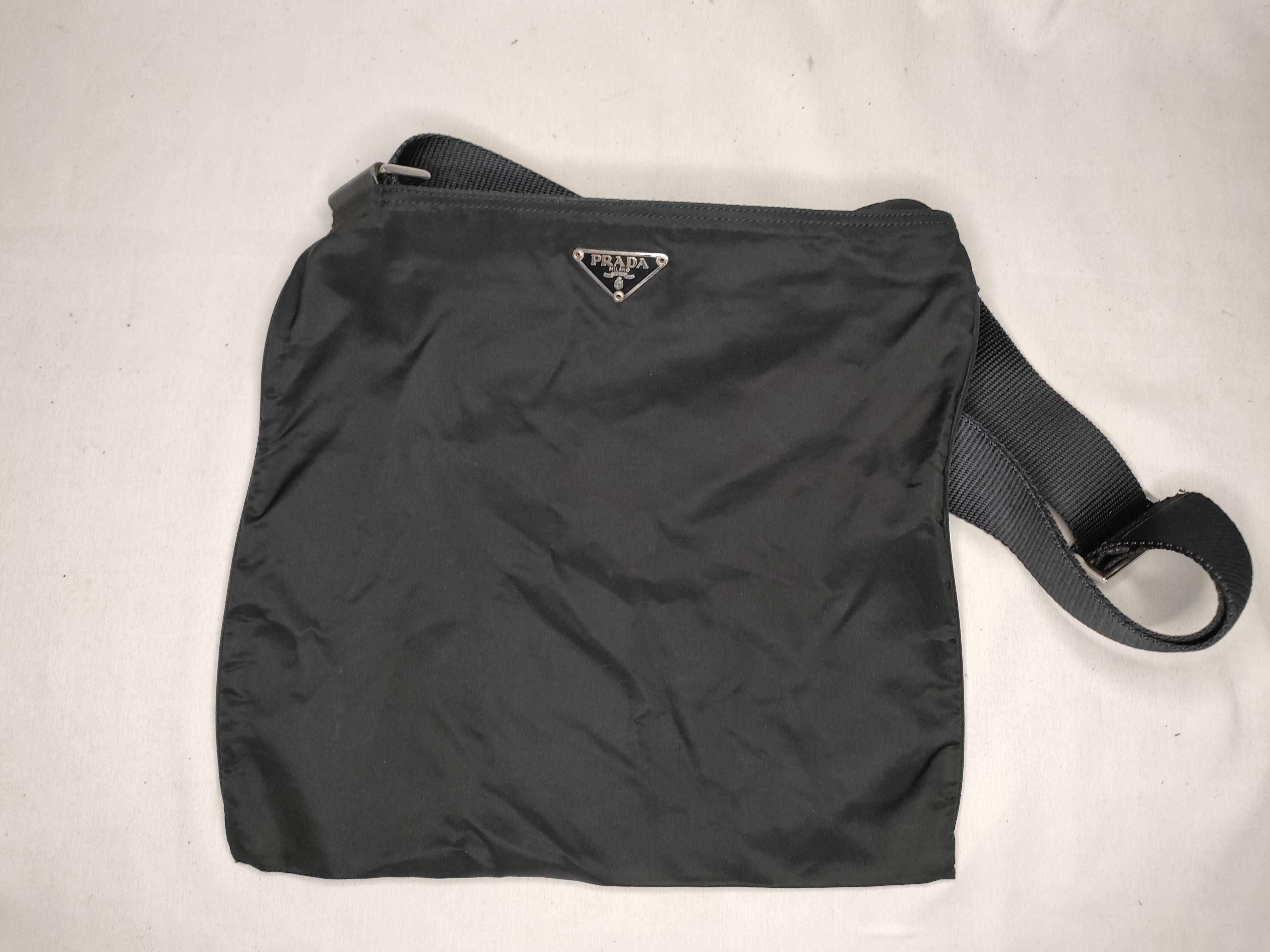 Nylon Prada Tessuto Leather Trim Sacoche Shoulder Bag Black Shoulder Bag
