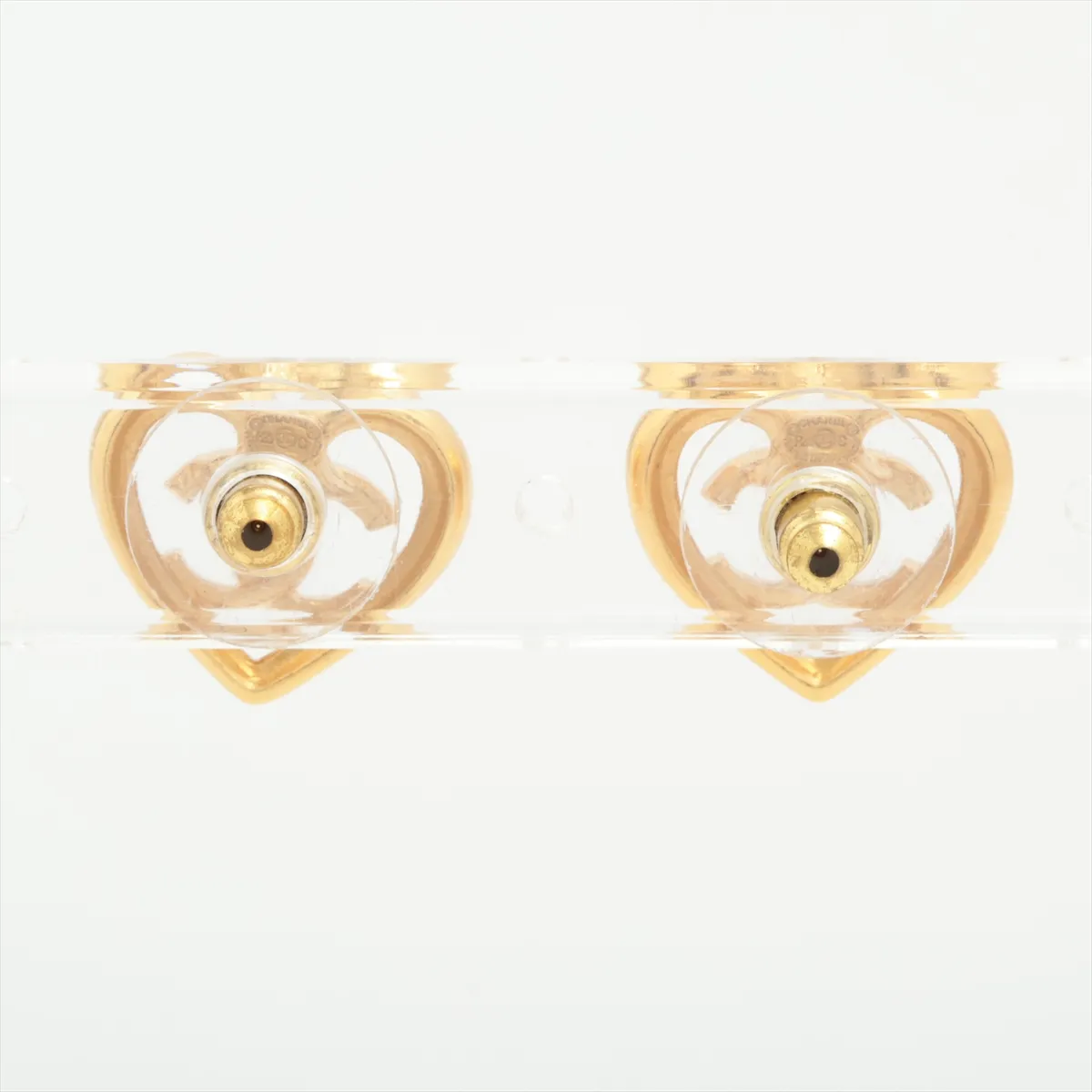 Cocomark Heart F23C Earrings (for both ears) GP x Rhinestone Gold — view 2