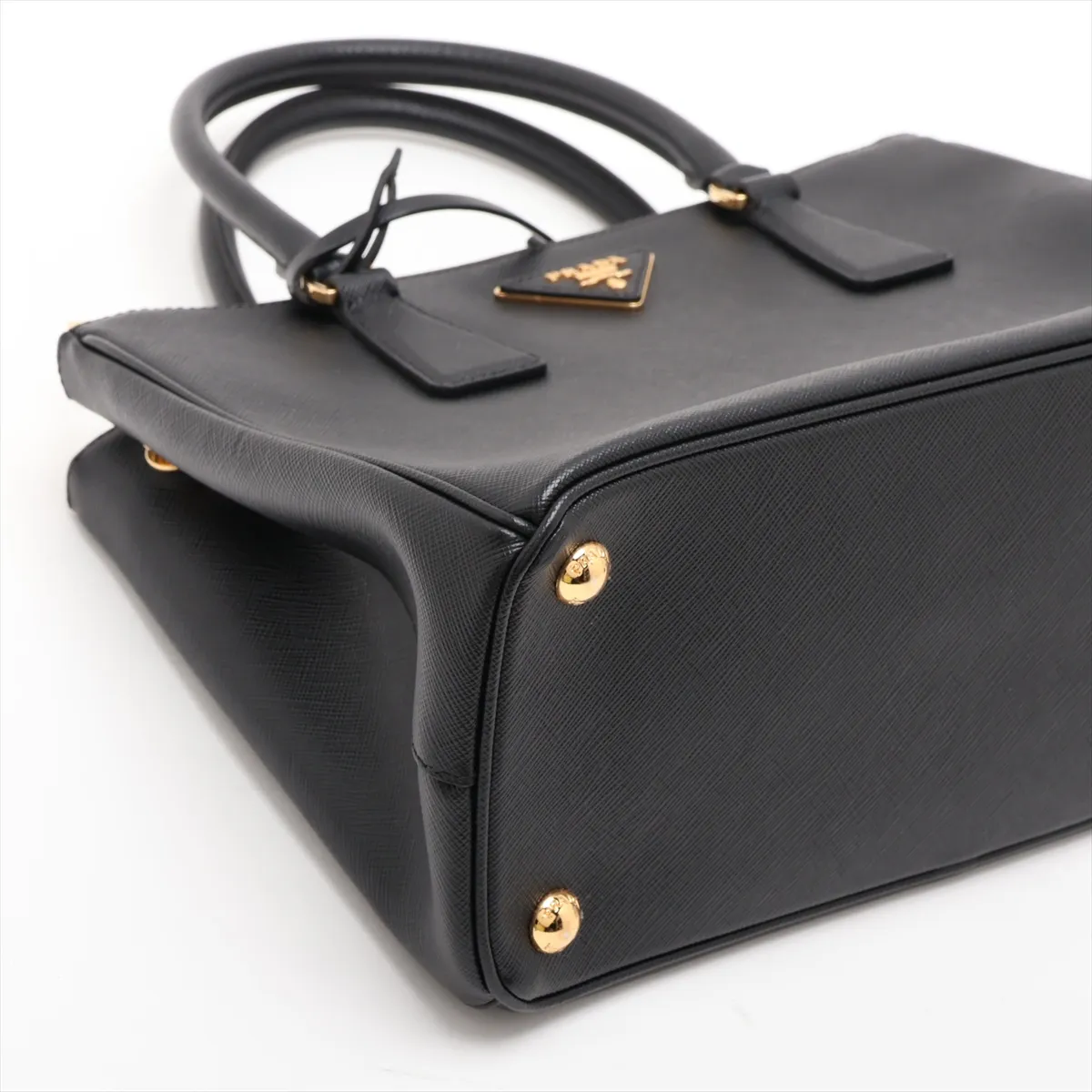 Saffiano Leather 2-Way Handbag, Black — view 4
