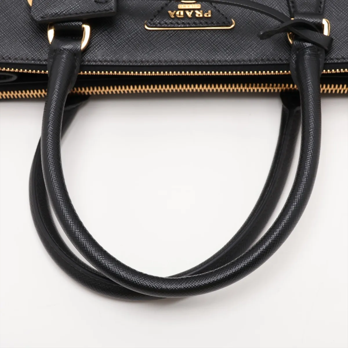 Saffiano Leather 2-Way Handbag, Black — view 5