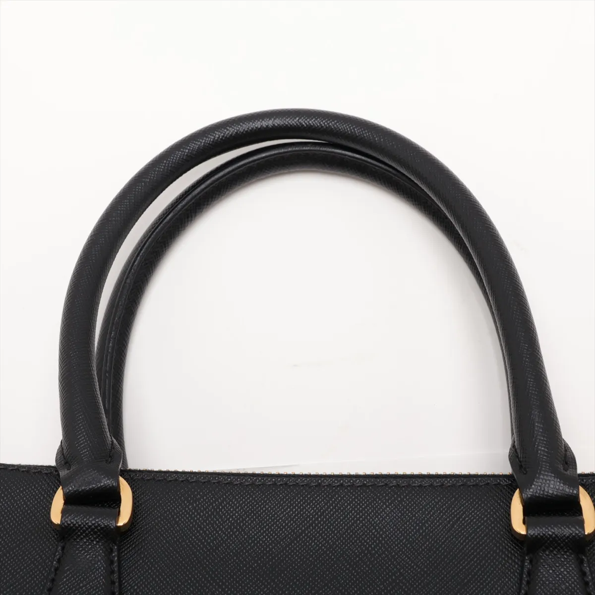 Saffiano Leather 2-Way Handbag, Black — view 6
