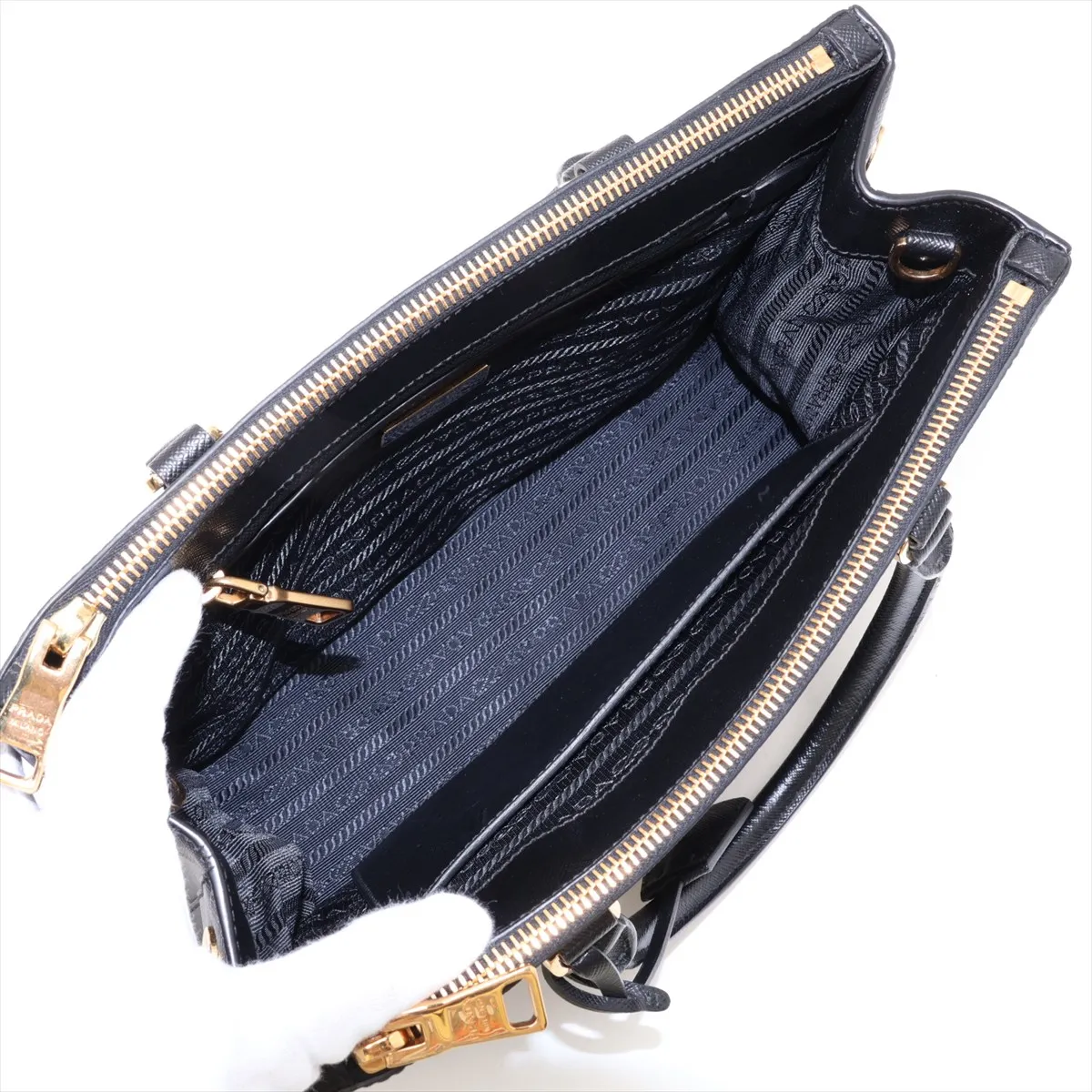 Saffiano Leather 2-Way Handbag, Black — view 8