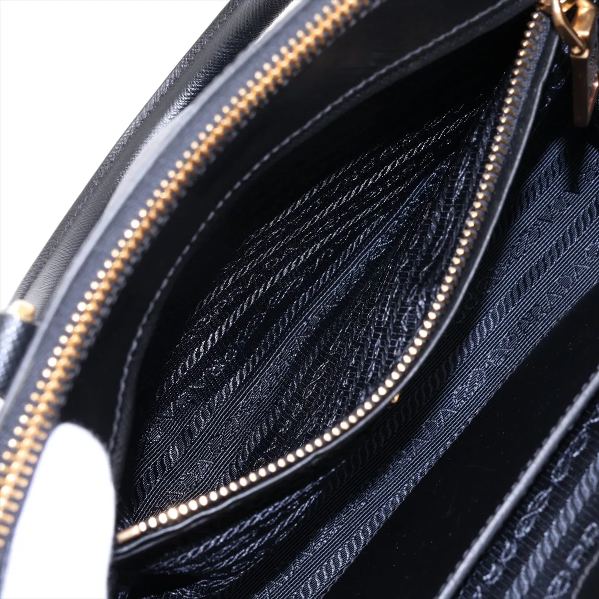 Saffiano Leather 2-Way Handbag, Black — view 9