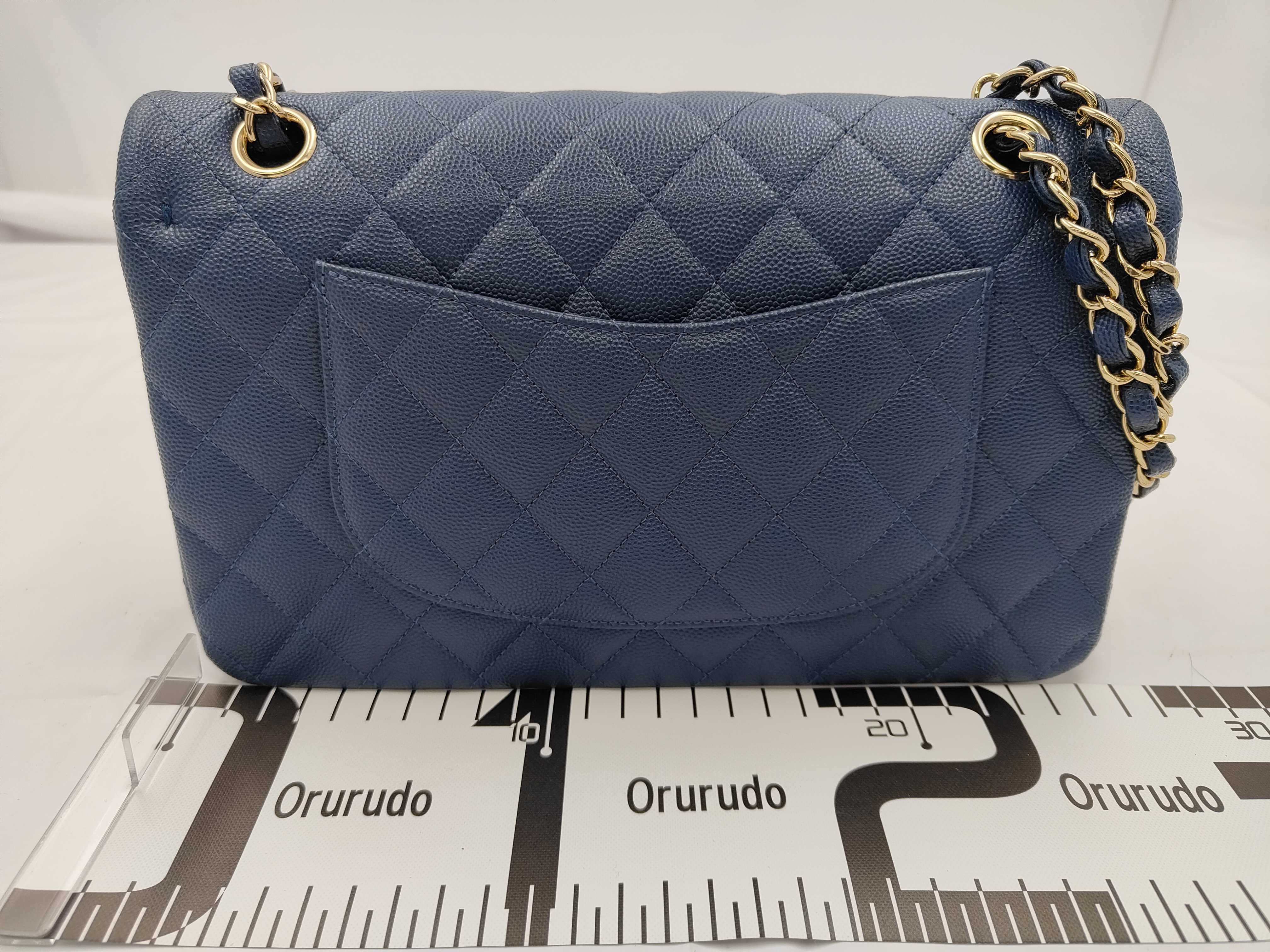 Matelassé 25 Double Flap Caviar Navy Chain Shoulder Bag — view 2