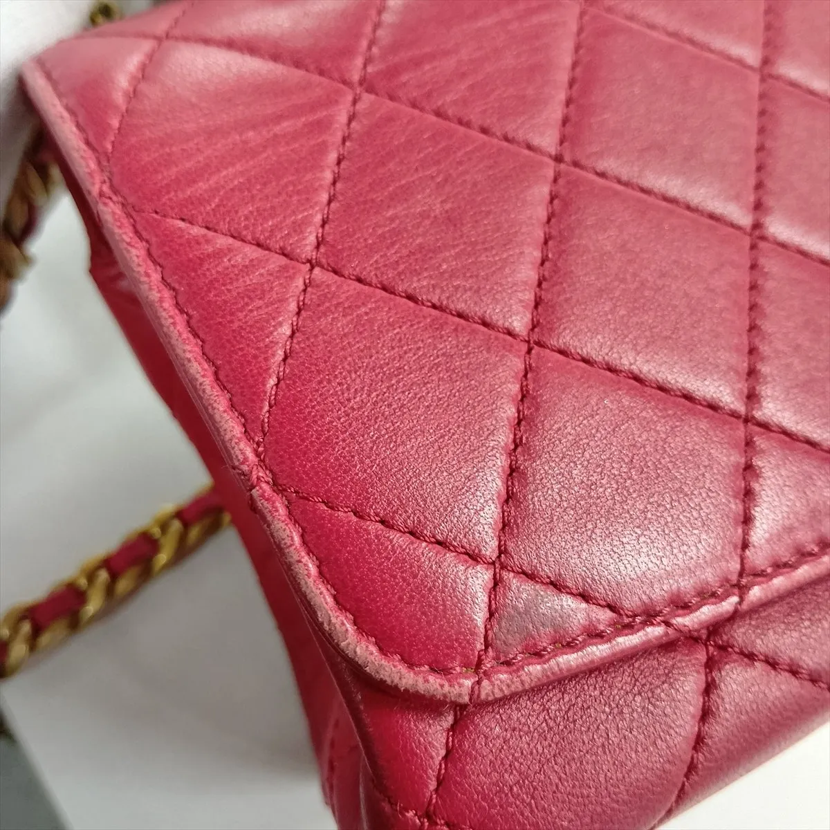 Matelassé Lambskin 2-Way Shoulder Bag, Top Handle, Pink, Gold Hardware, 30063534 (Serial Number in the 30s), AS1749 — view 14