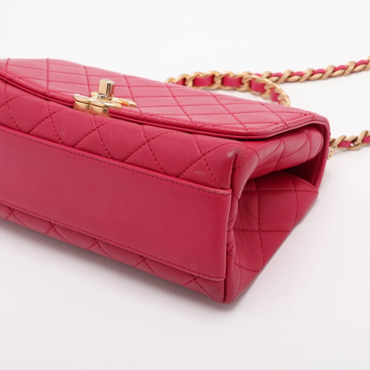 Matelassé Lambskin 2-Way Shoulder Bag, Top Handle, Pink, Gold Hardware, 30063534 (Serial Number in the 30s), AS1749 — view 3